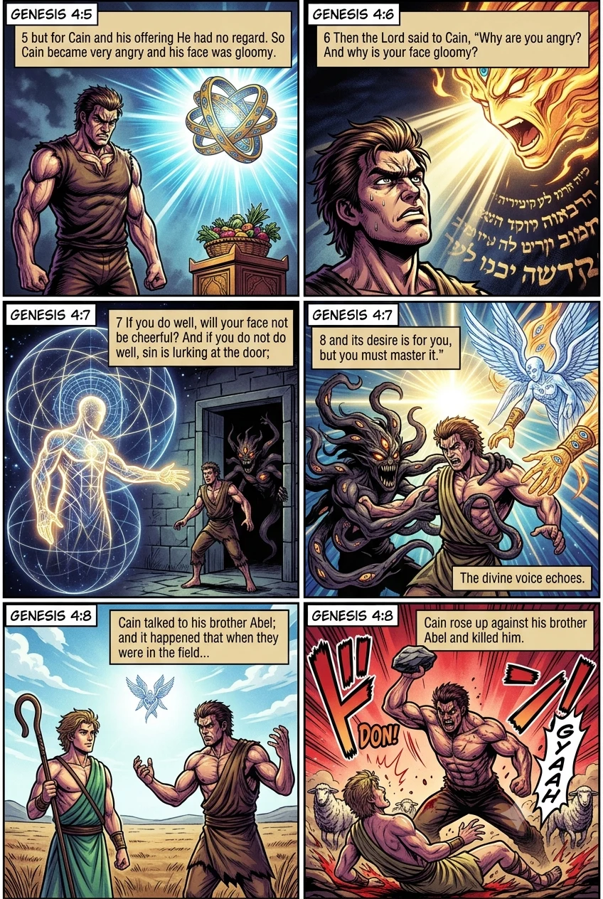 Genesis 4 illustration: The Lord's Warning and Cain's Anger
