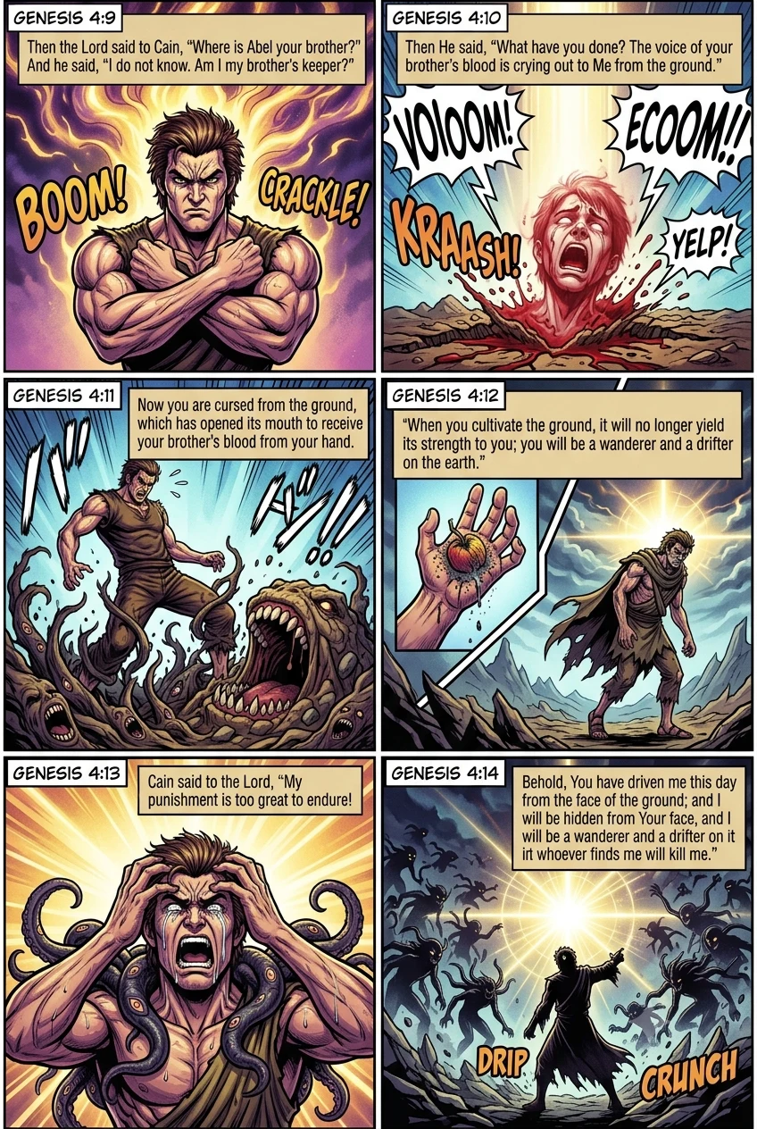 Genesis 4 illustration: The Lord's Confrontation & Judgment