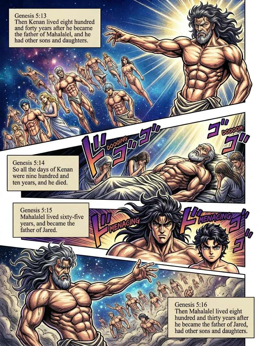 Genesis 5 illustration: Kenan Dies at 910; Mahalalel Fathers Jared