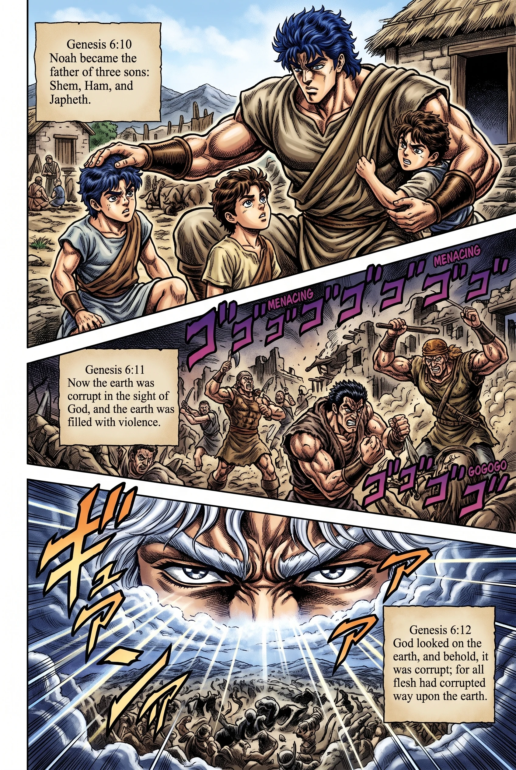 Genesis 6 illustration: Noah's Sons; the Earth Filled with Violence