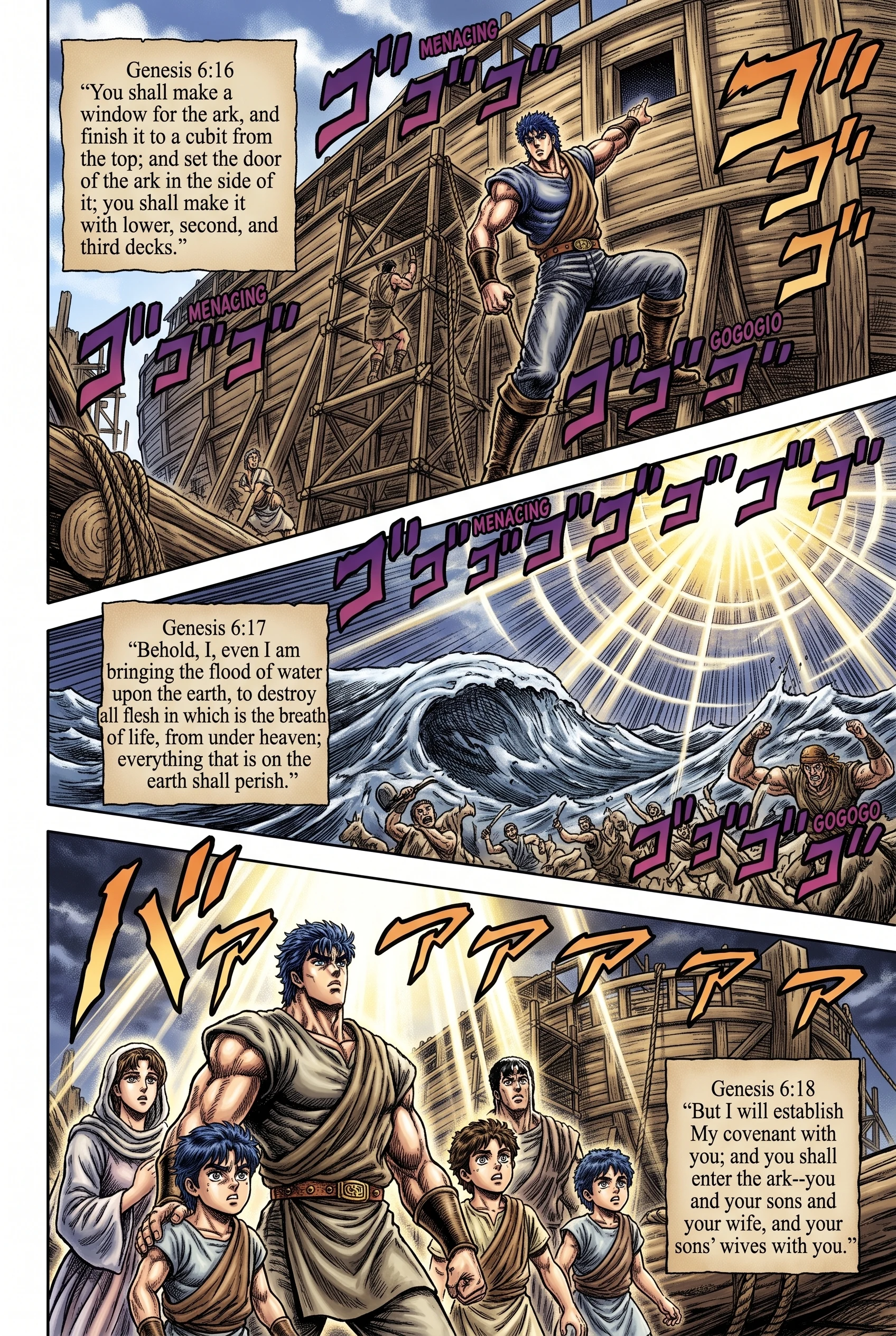 Genesis 6 illustration: Ark Details; Flood and Covenant Announced