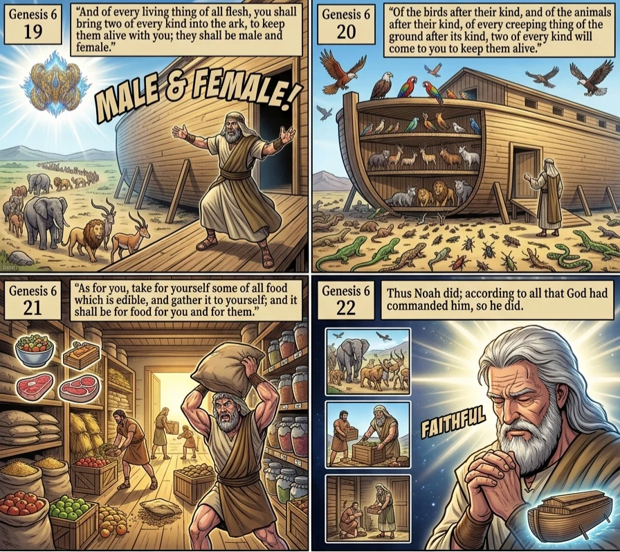 Genesis 6 illustration: The Covenant & The Animals