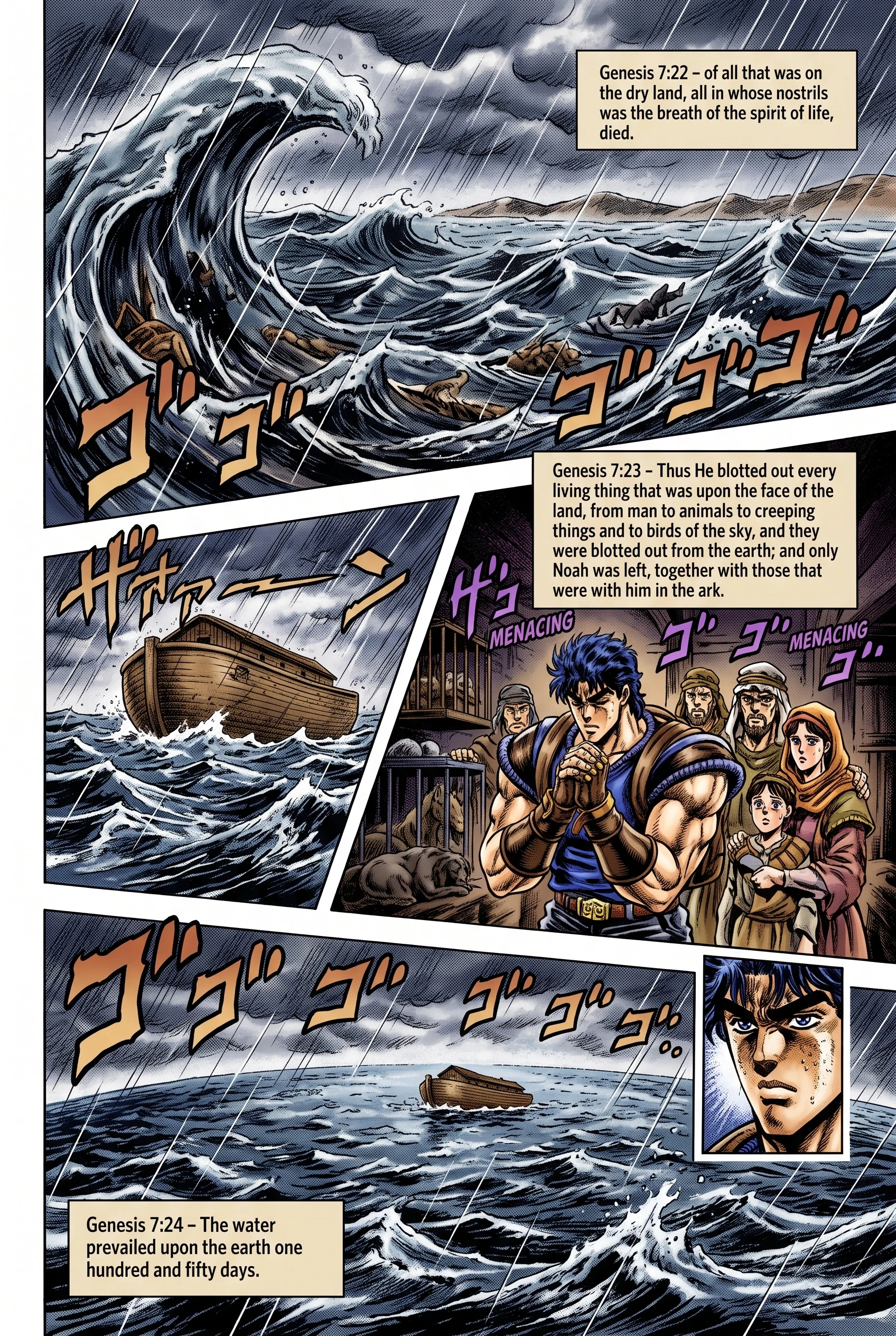 Genesis 7 illustration: Every Living Thing Blotted Out; 150 Days