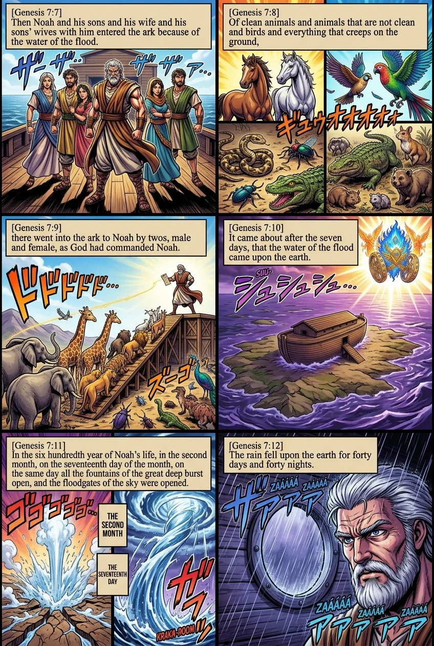 Genesis 7 illustration: Noah Enters the Ark