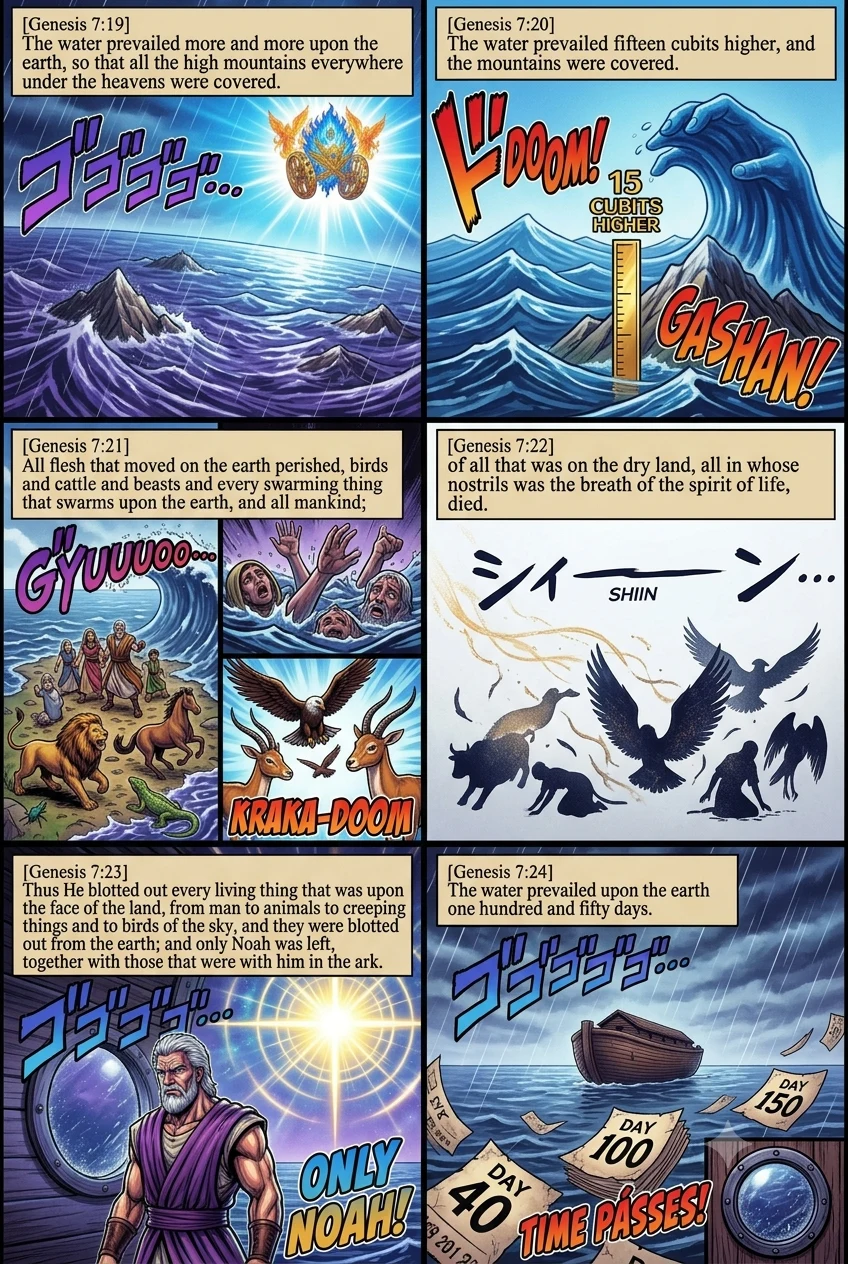 Genesis 7 illustration: The Flood Prevails