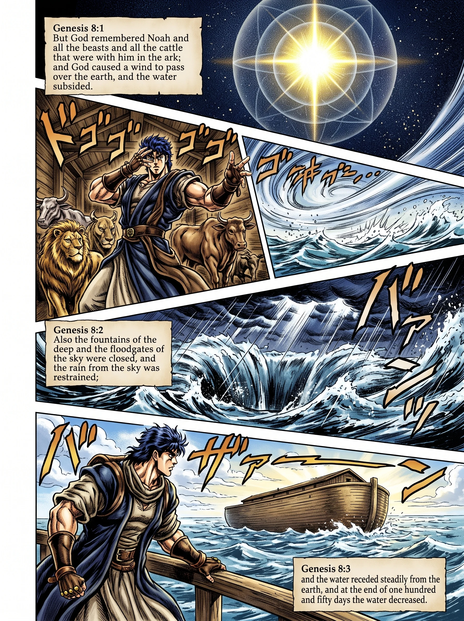 Genesis 8 illustration: God Remembers Noah; the Waters Subside