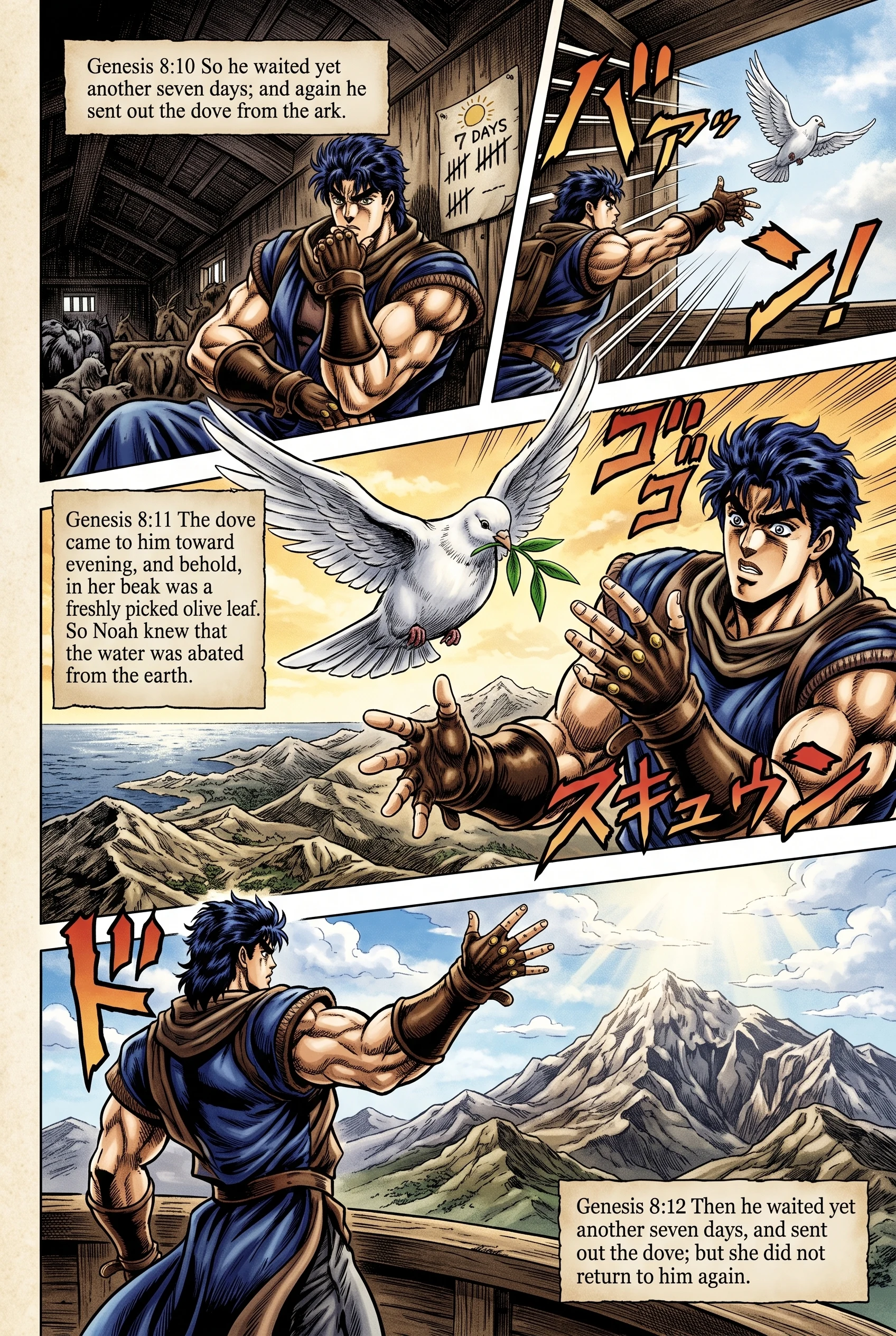 Genesis 8 illustration: The Dove Returns with an Olive Leaf