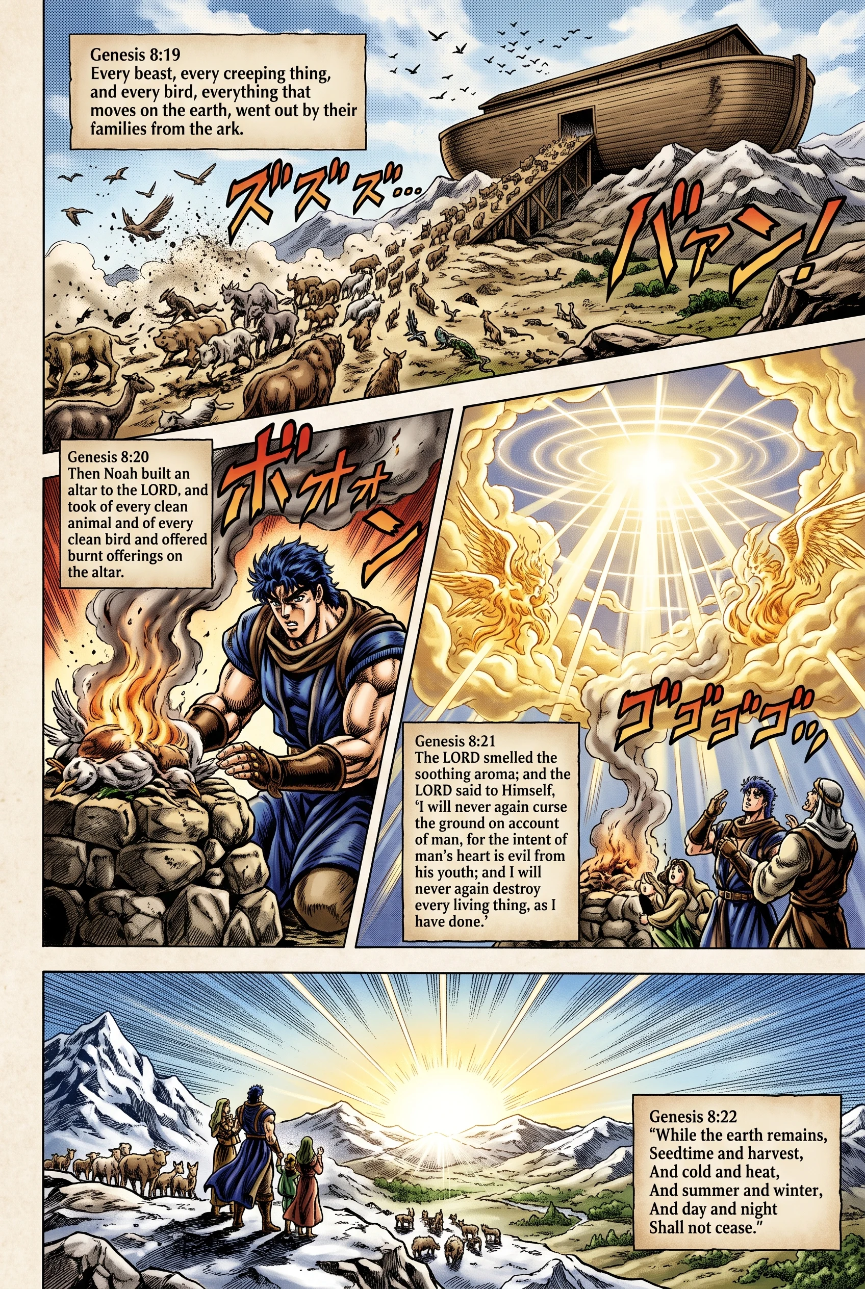 Genesis 8 illustration: Noah's Altar and the Lord's Promise