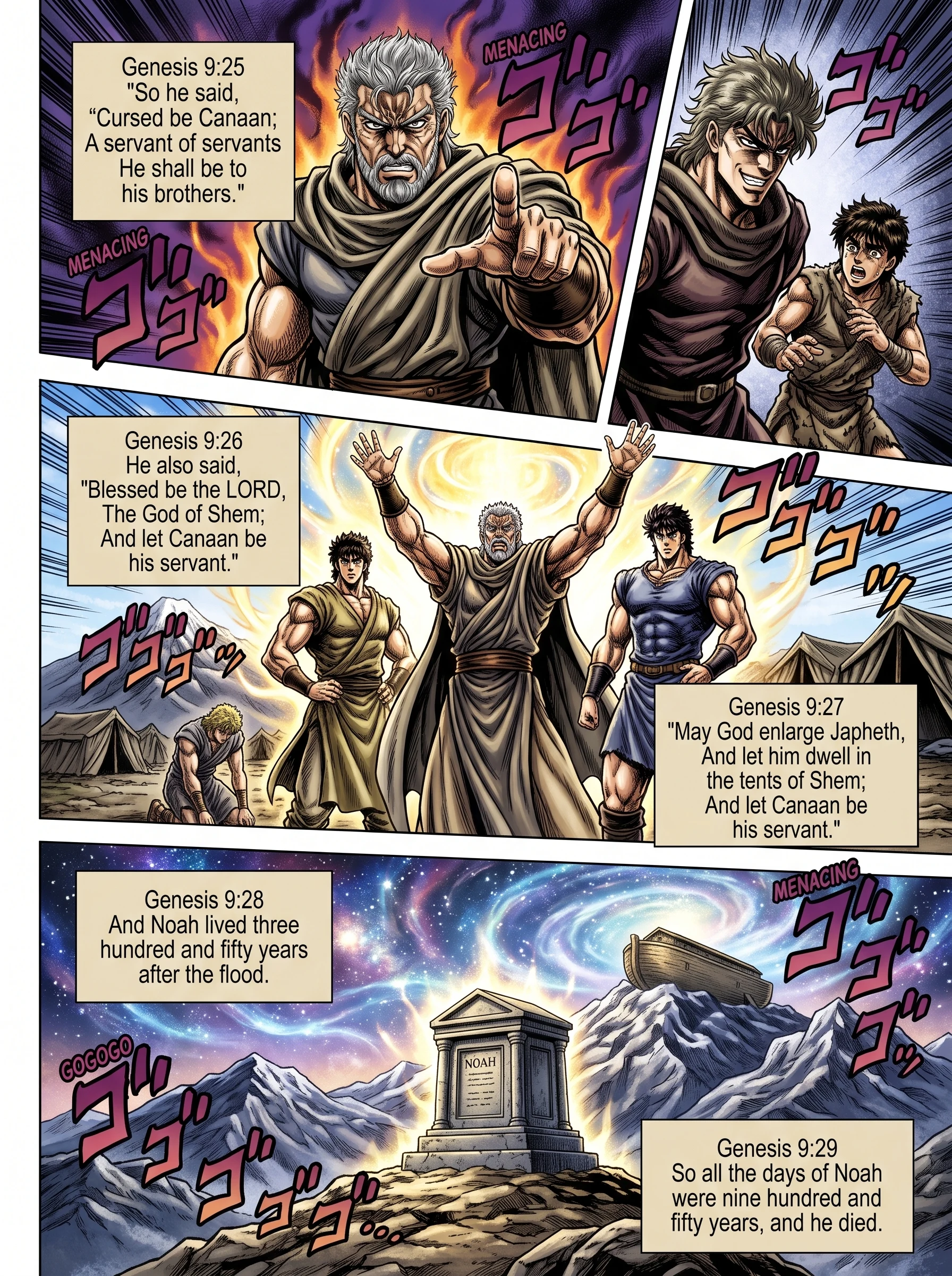 Genesis 9 illustration: Canaan Cursed; Shem and Japheth Blessed