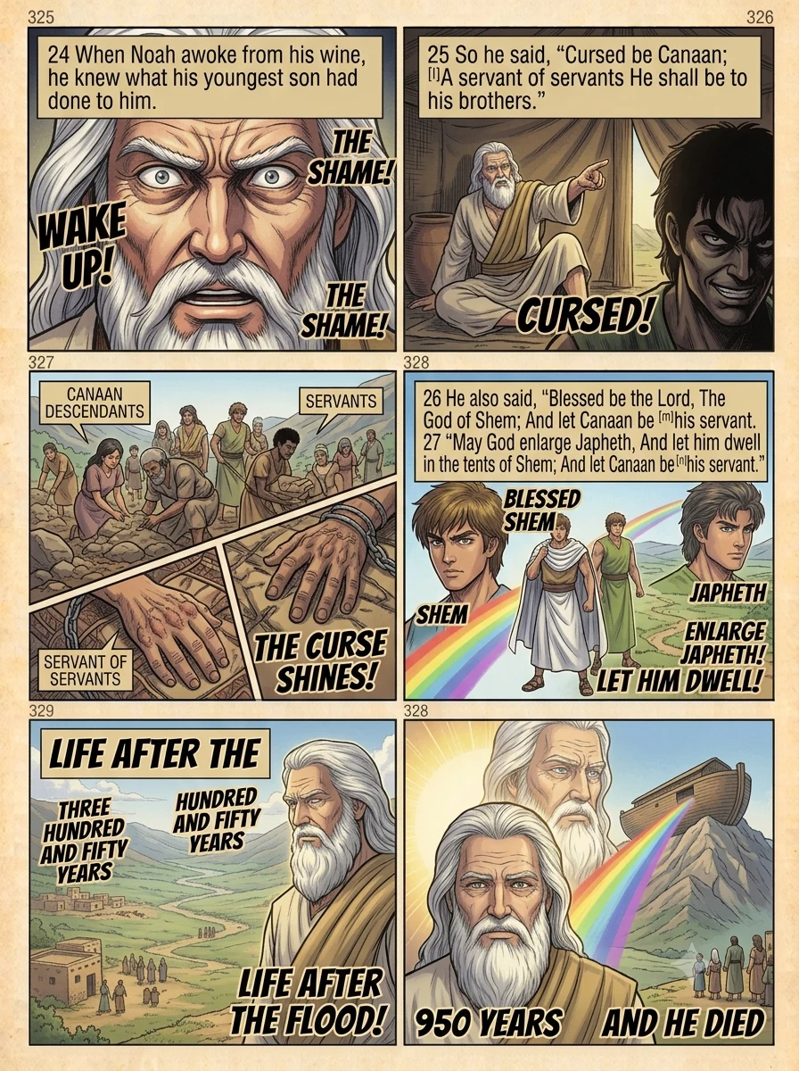 Genesis 9 illustration: Noah's Curse, Blessing & Death
