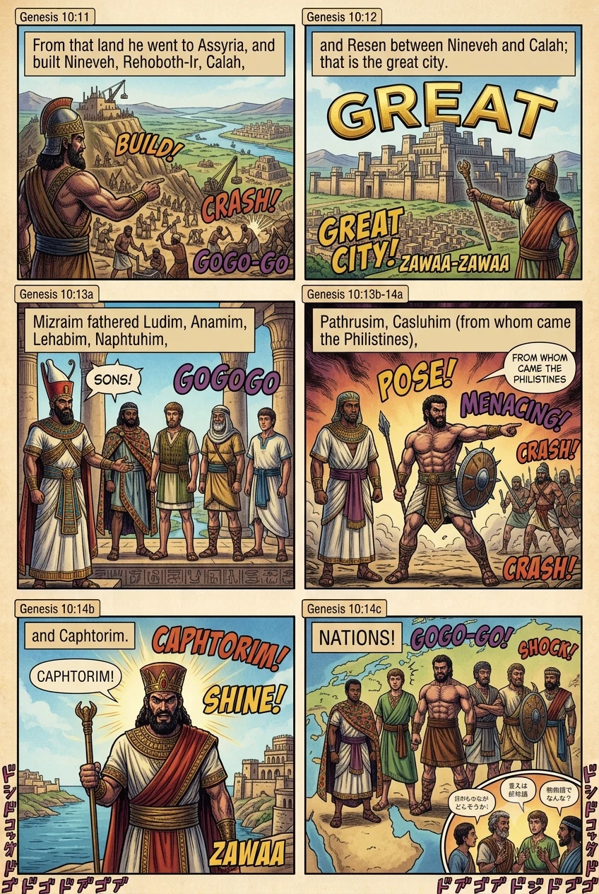 Genesis 10 illustration: Nimrod's Cities & Mizraim's Line