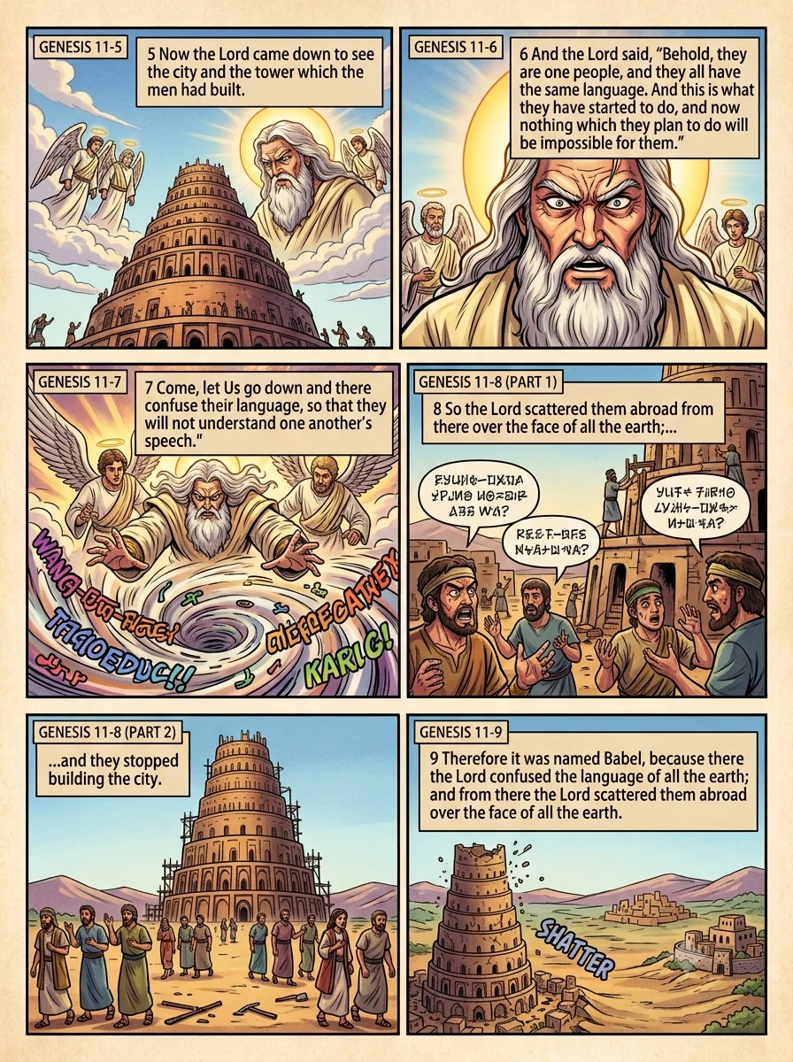 Genesis 11 illustration: The Lord Confuses Their Language