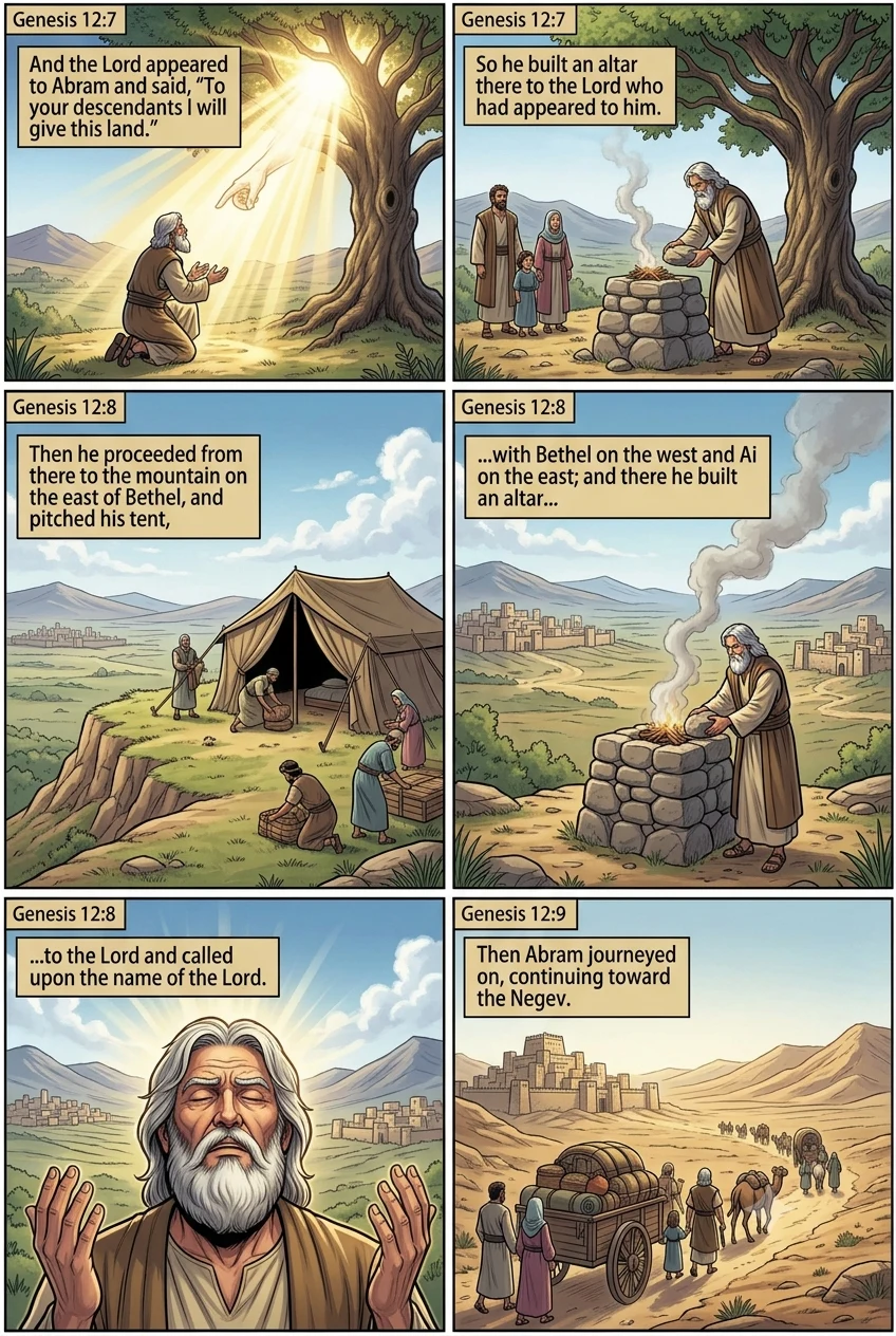 Genesis 12 illustration: Altars at Shechem and Bethel