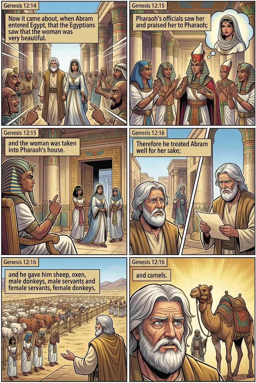 Genesis 12 illustration: Sarai Taken into Pharaoh's House