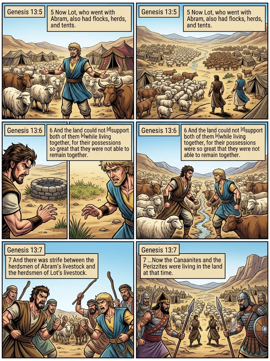 Genesis 13 illustration: Strife Between Abram's and Lot's Herdsmen