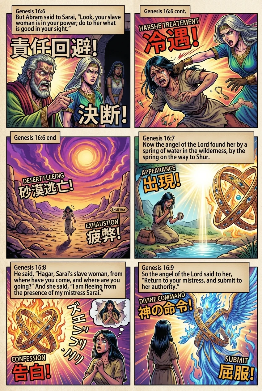 Genesis 16 illustration: Hagar Flees to the Wilderness