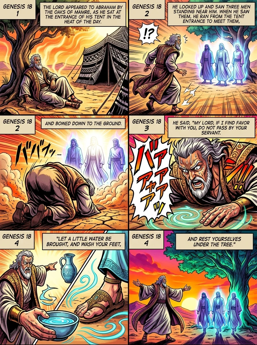 Genesis 18 illustration: Three Visitors at Mamre