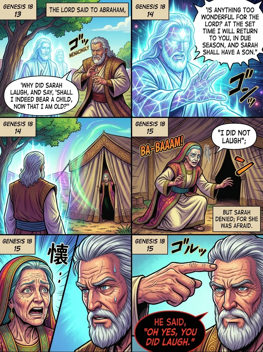 Genesis 18 illustration: Sarah Denies Her Laughter
