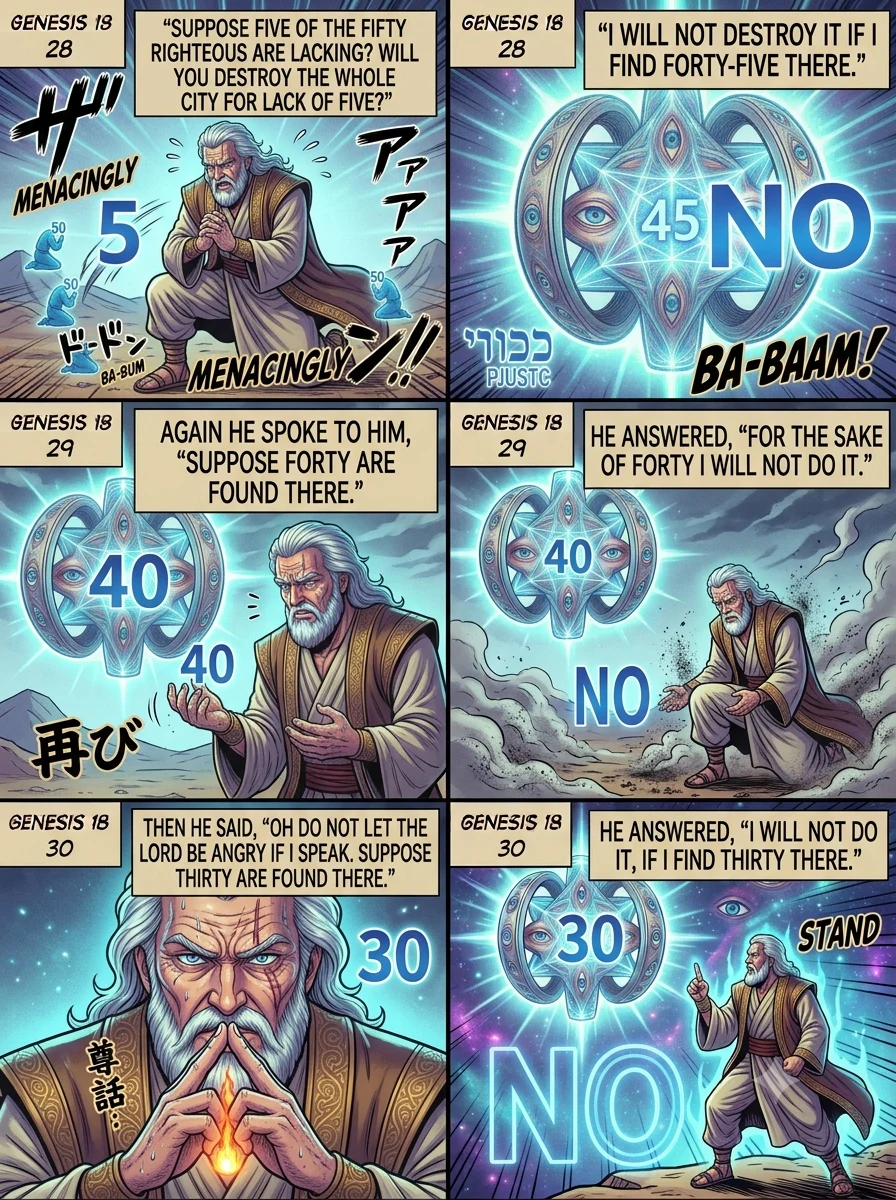 Genesis 18 illustration: Bargaining for Sodom