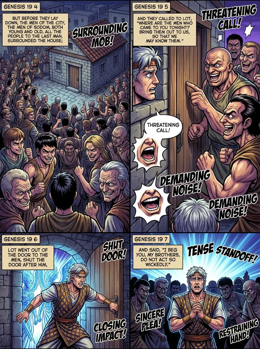 Genesis 19 illustration: The Men of Sodom Surround the House
