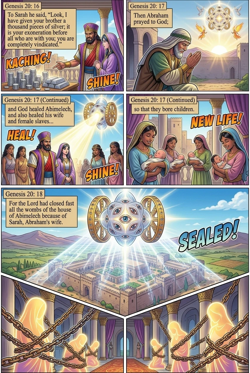 Genesis 20 illustration: Sarah Restored to Abraham