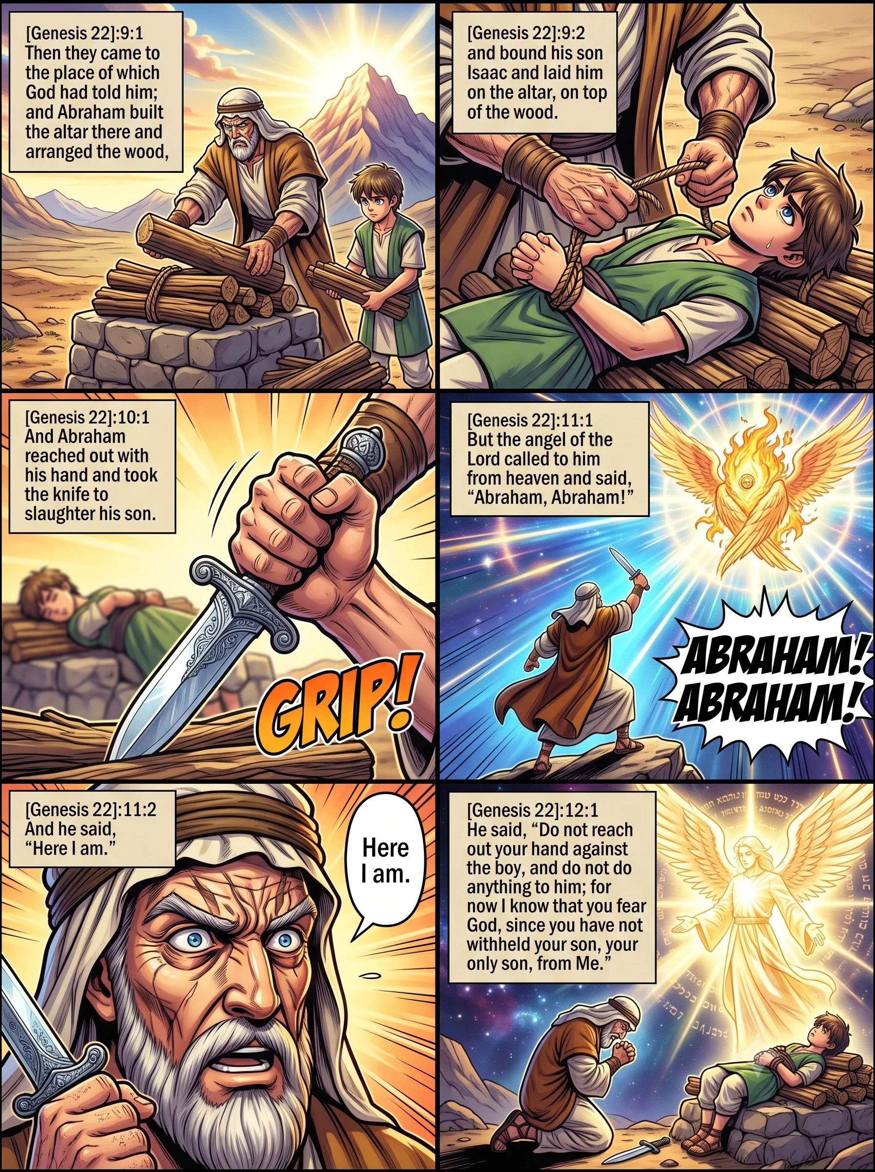 Genesis 22 illustration: Abraham Binds Isaac on the Altar