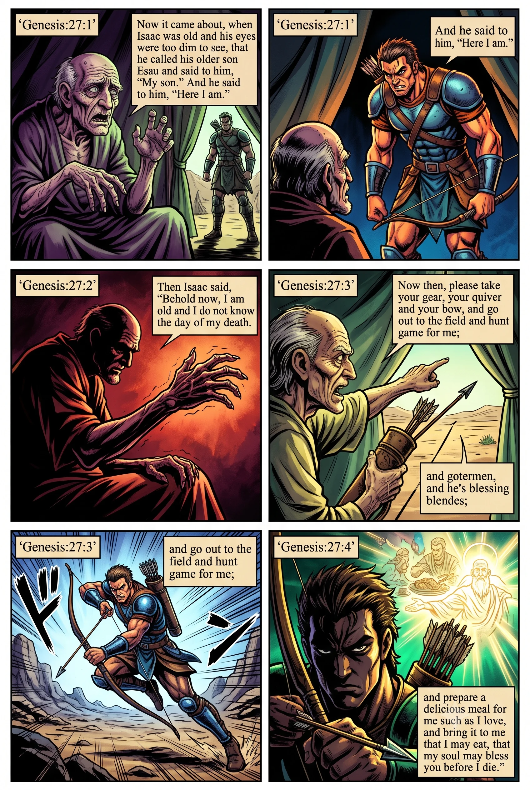Genesis 27 illustration: Isaac Sends Esau to Hunt