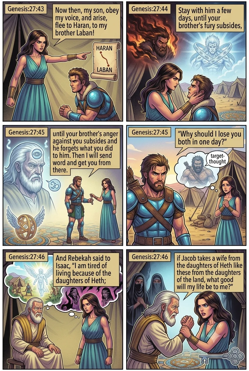 Genesis 27 illustration: Jacob Sent Away