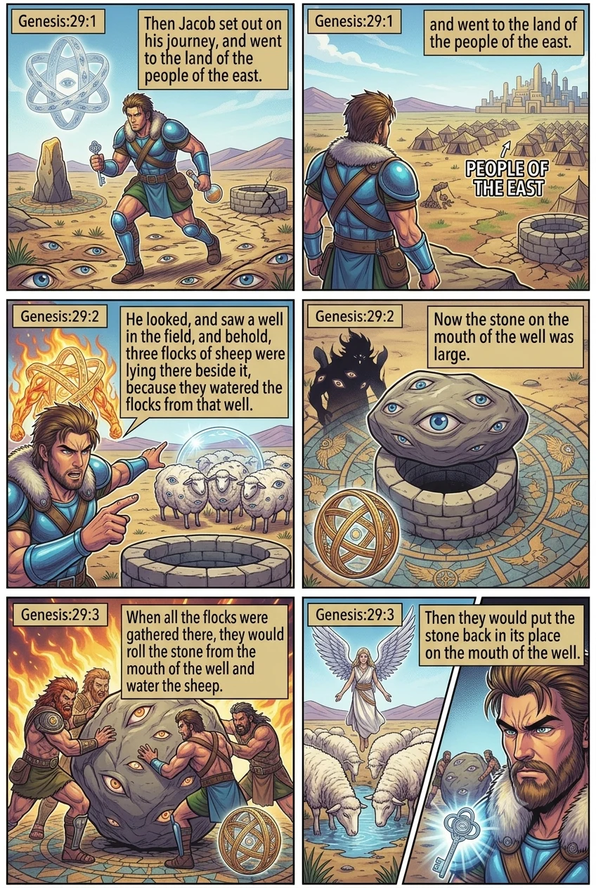 Genesis 29 illustration: Jacob Arrives at the Well