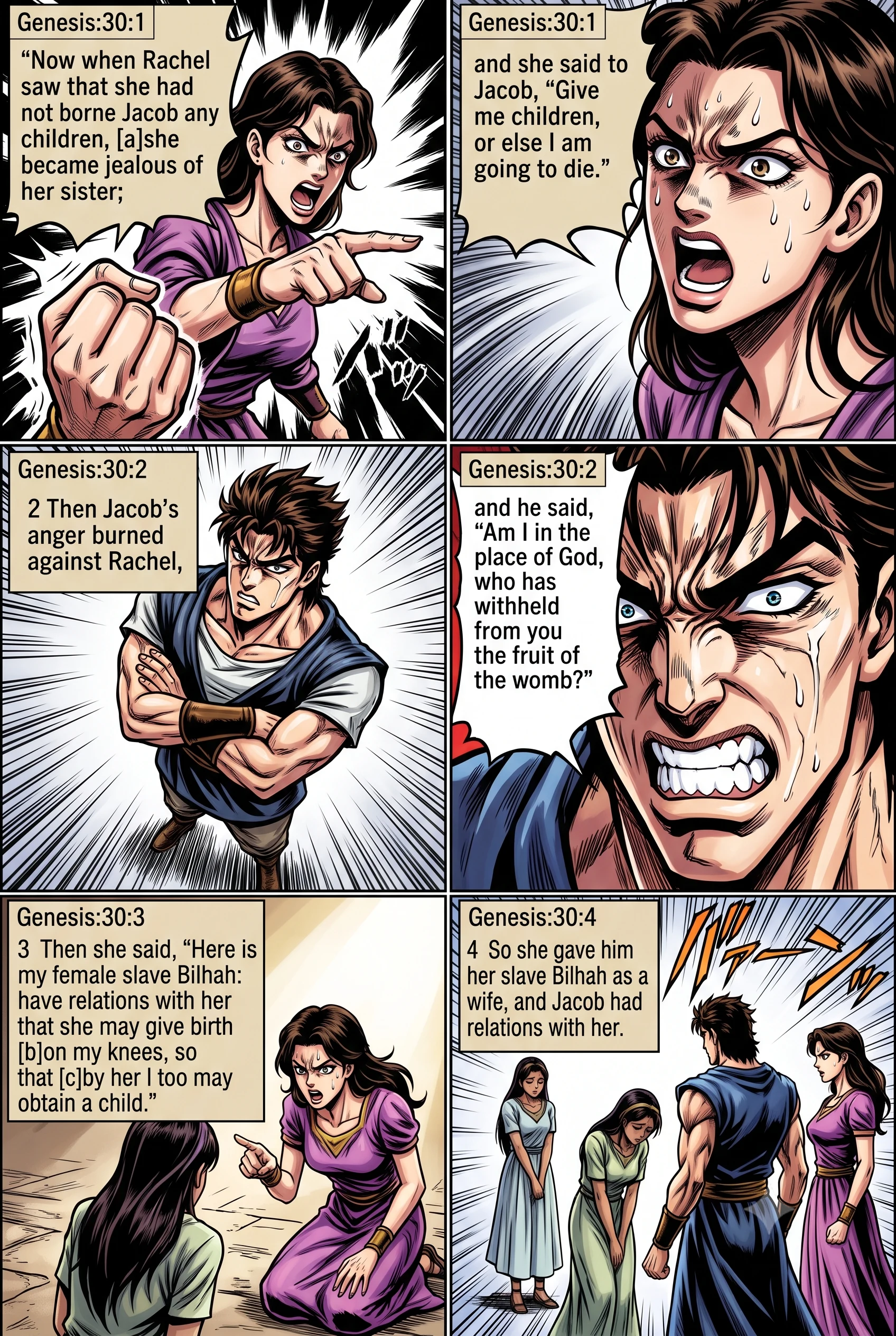 Genesis 30 illustration: Rachel Gives Bilhah to Jacob
