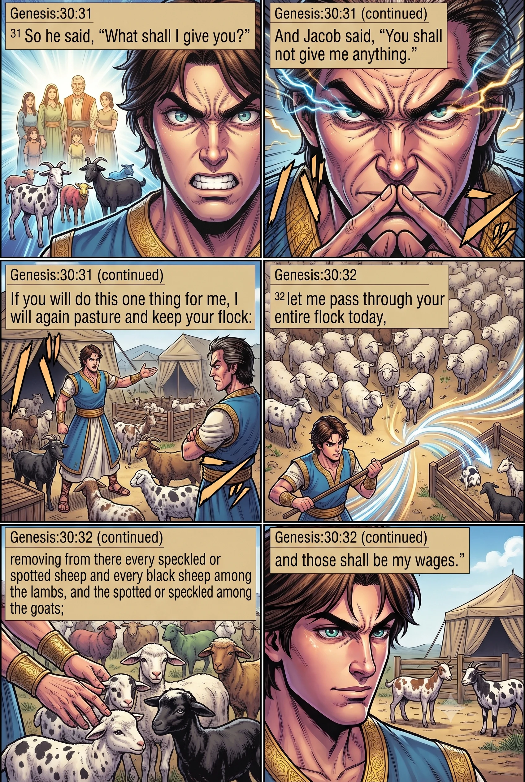 Genesis 30 illustration: The Speckled and Spotted Flock