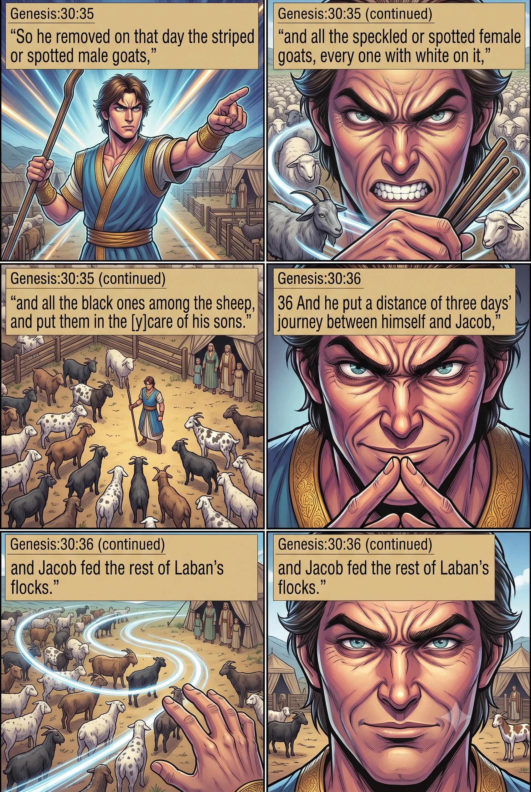 Genesis 30 illustration: Laban Removes the Marked Animals