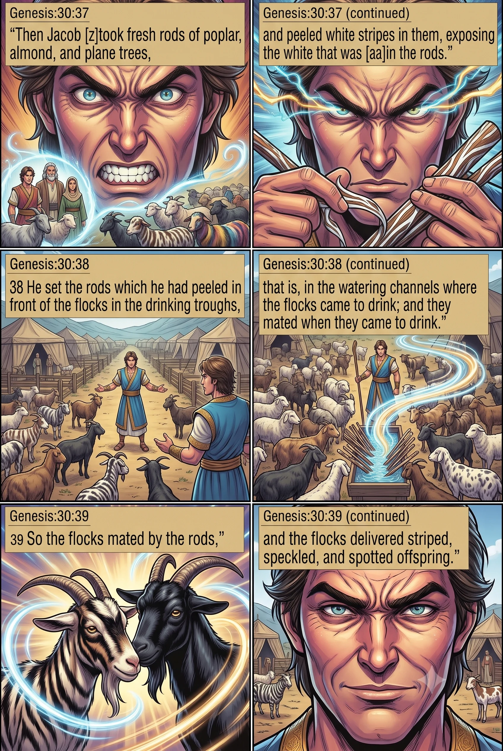 Genesis 30 illustration: The Peeled Rods