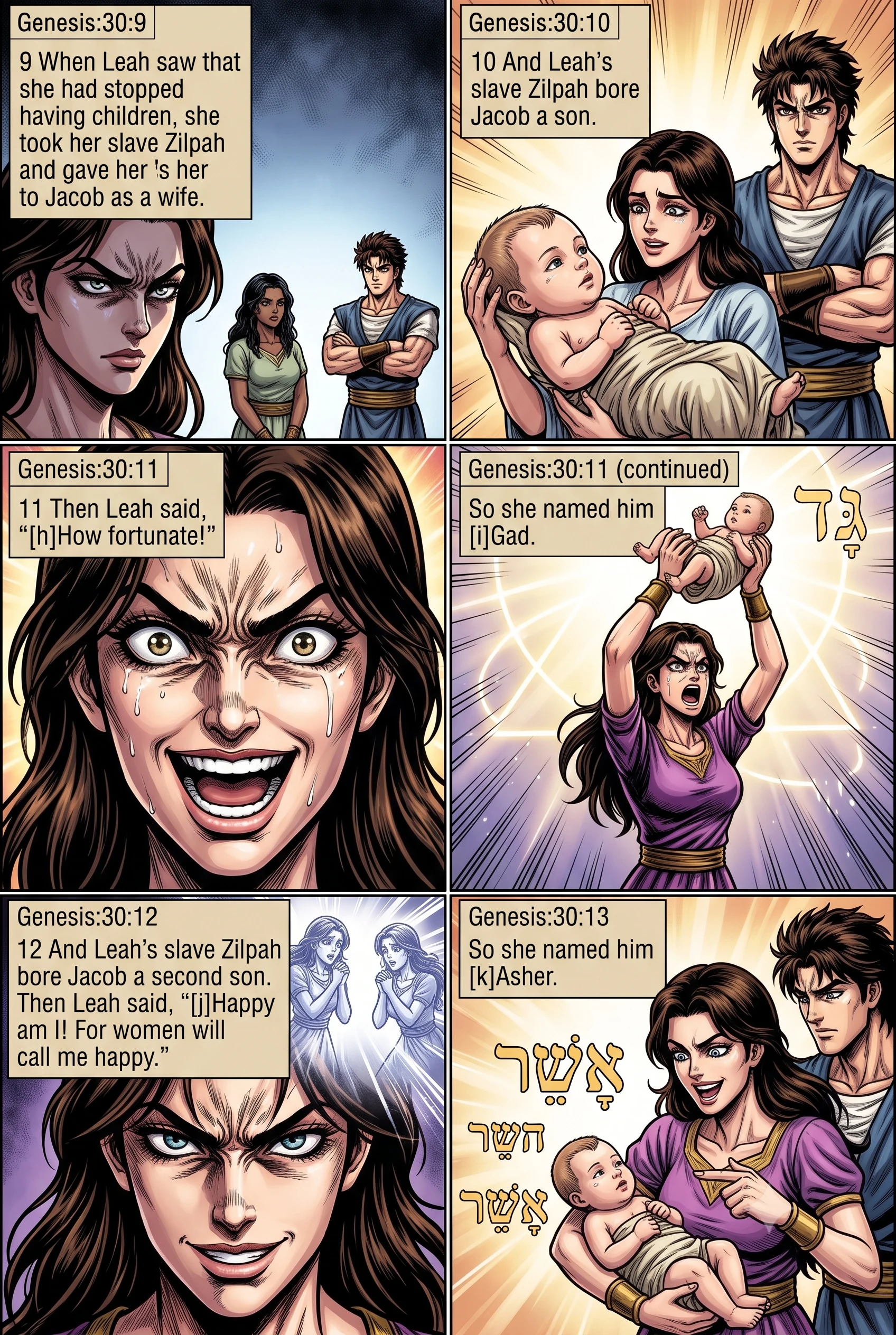 Genesis 30 illustration: Gad and Asher Are Born