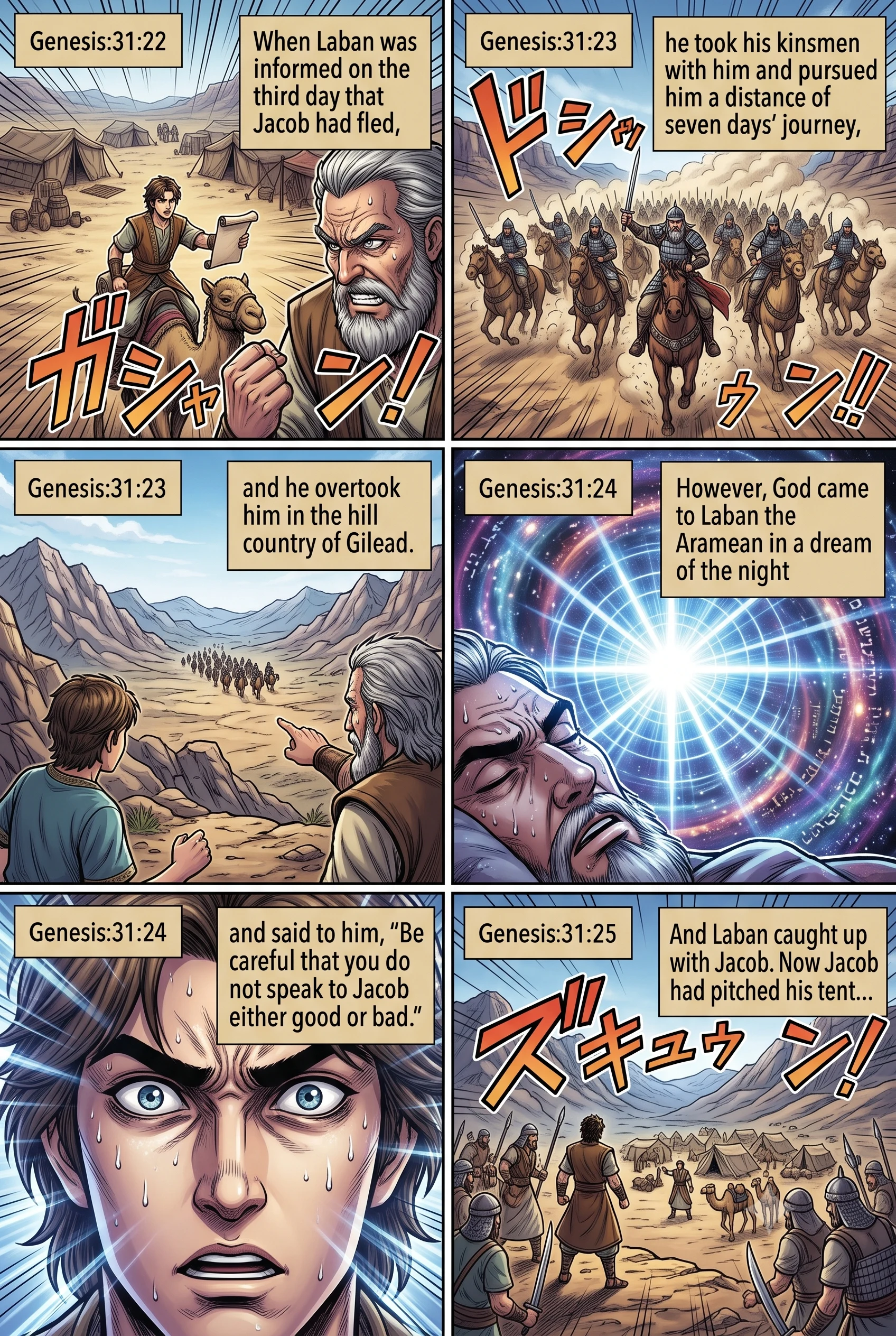 Genesis 31 illustration: Laban Pursues Jacob