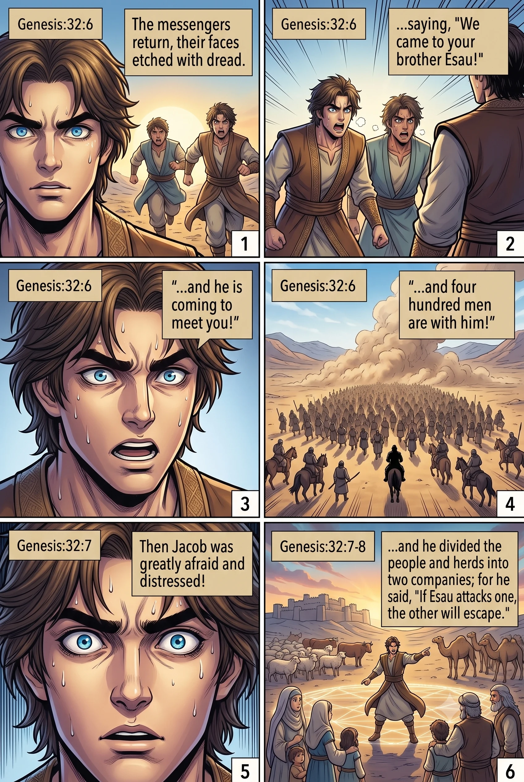 Genesis 32 illustration: Jacob Divides His Camp