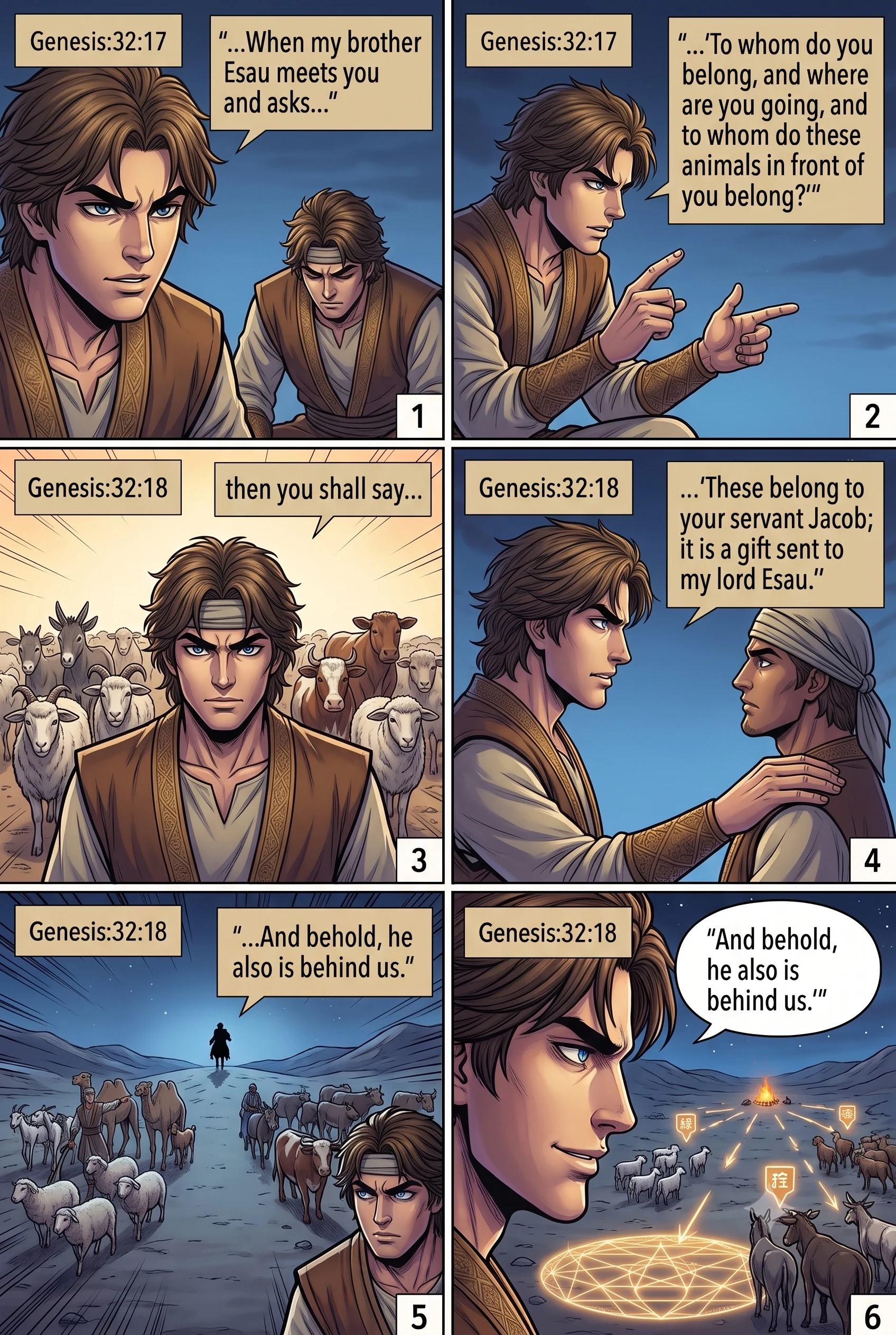 Genesis 32 illustration: Instructions for the Servants