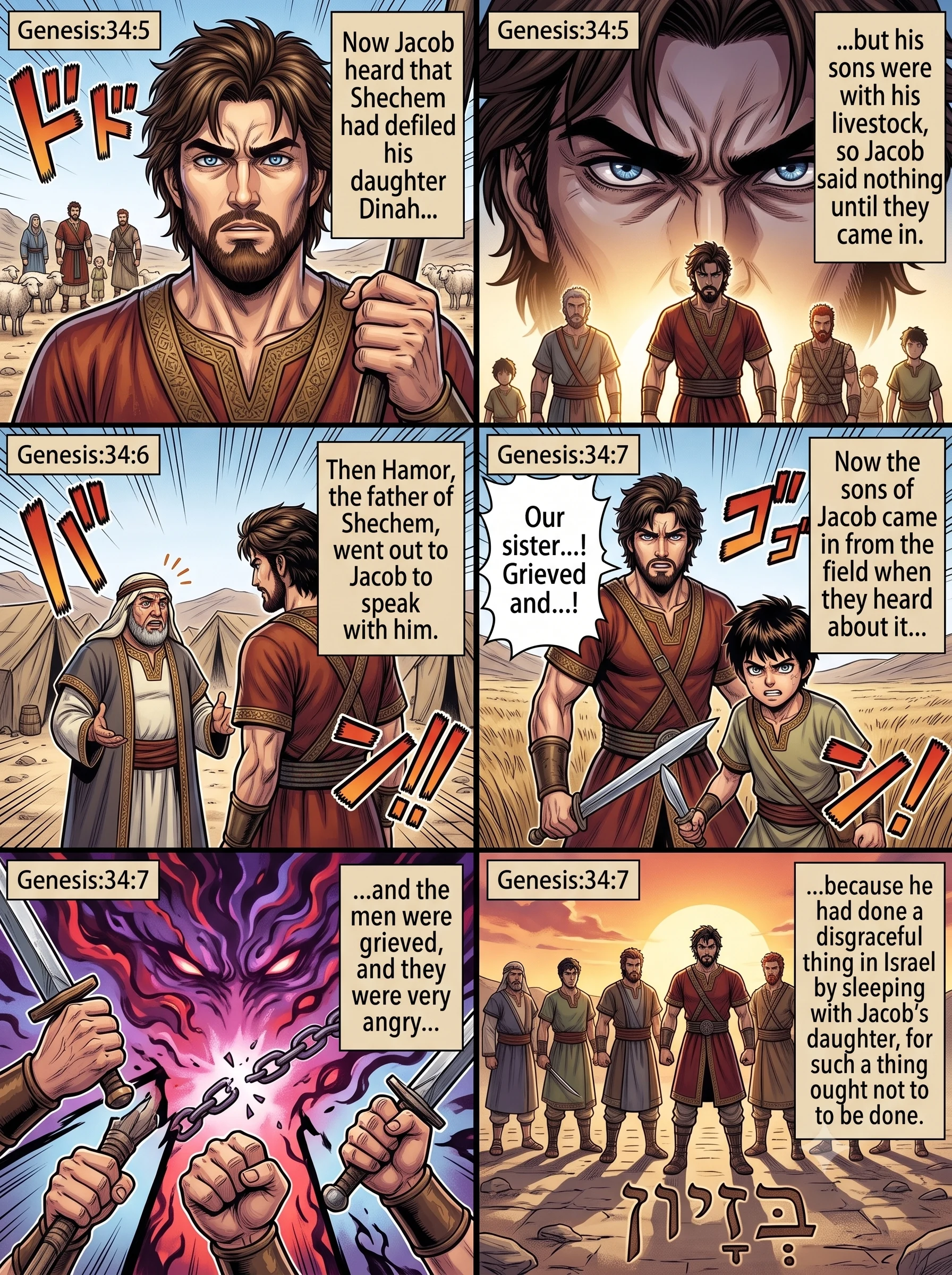 Genesis 34 illustration: Jacob's Sons Are Enraged