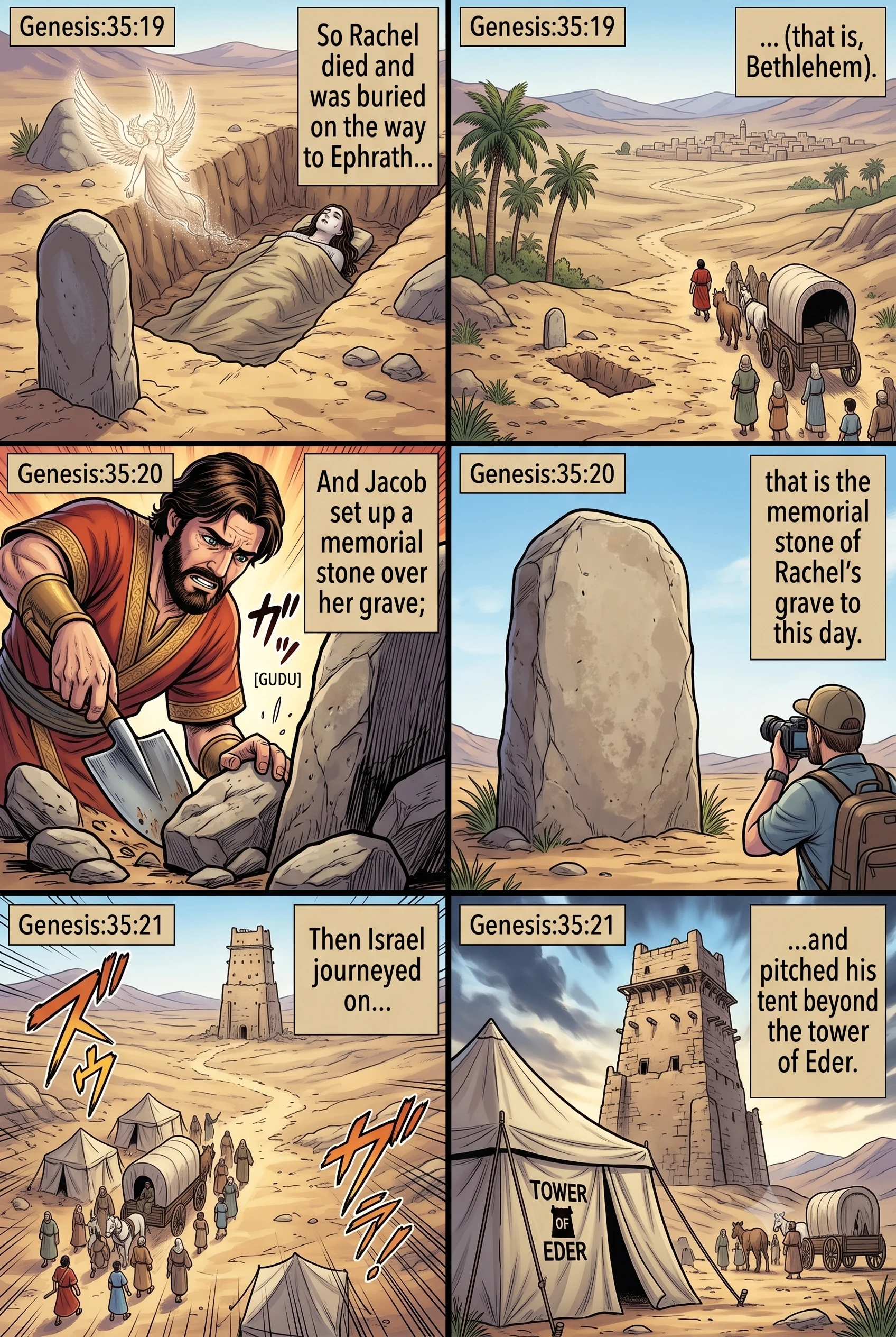 Genesis 35 illustration: The Death of Rachel