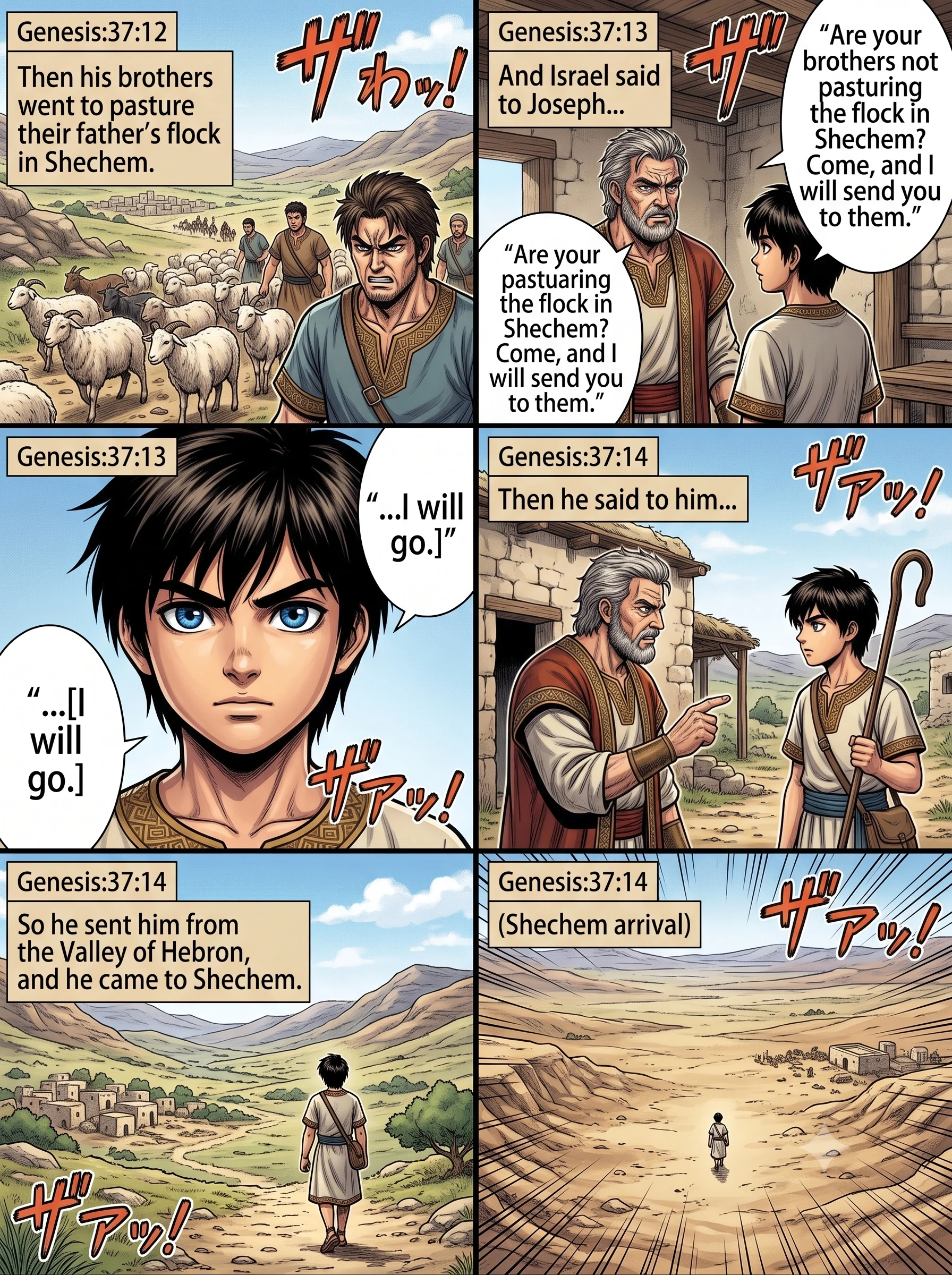 Genesis 37 illustration: Joseph Sent to Check on His Brothers