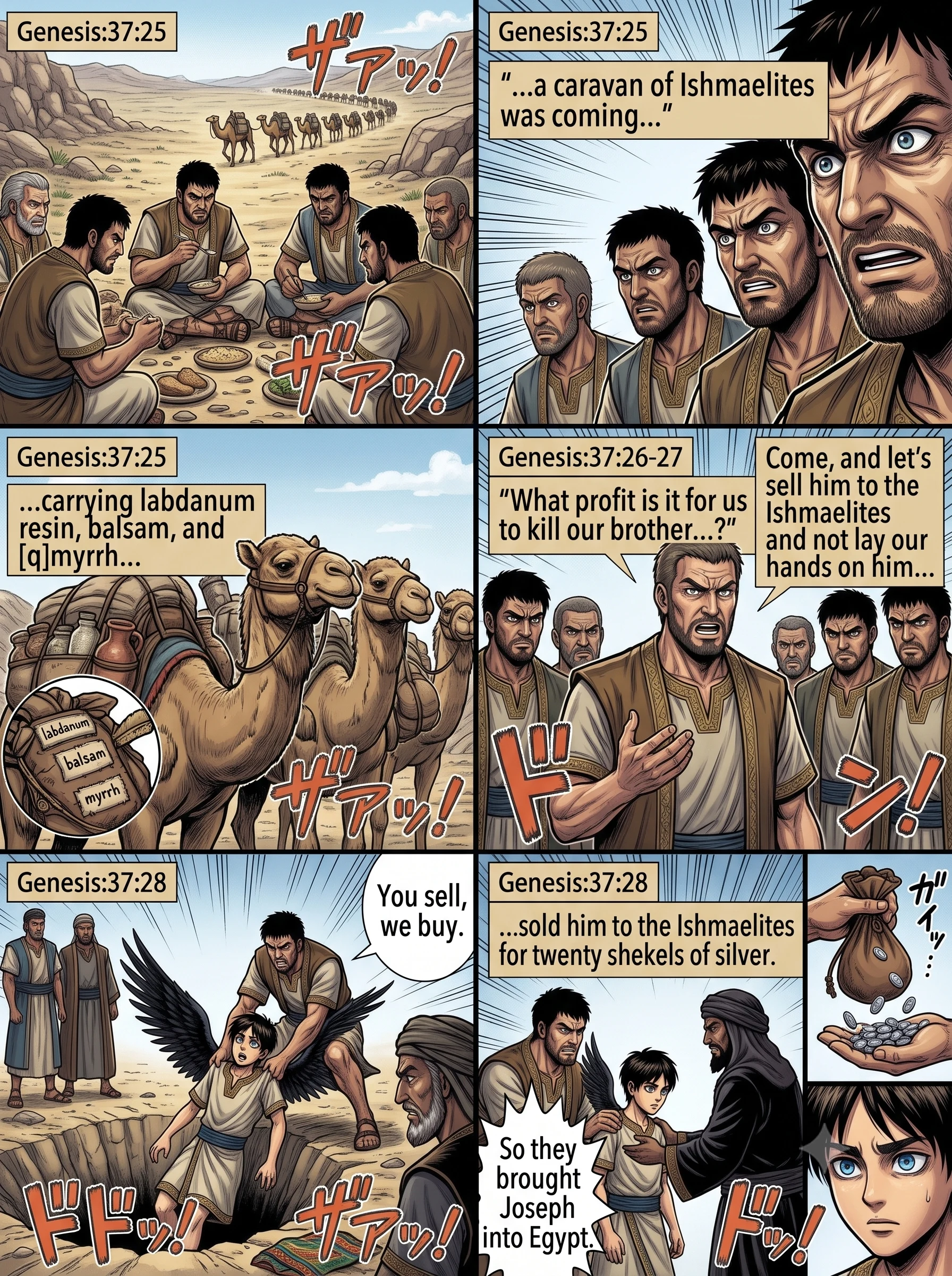 Genesis 37 illustration: Joseph Sold to the Ishmaelites