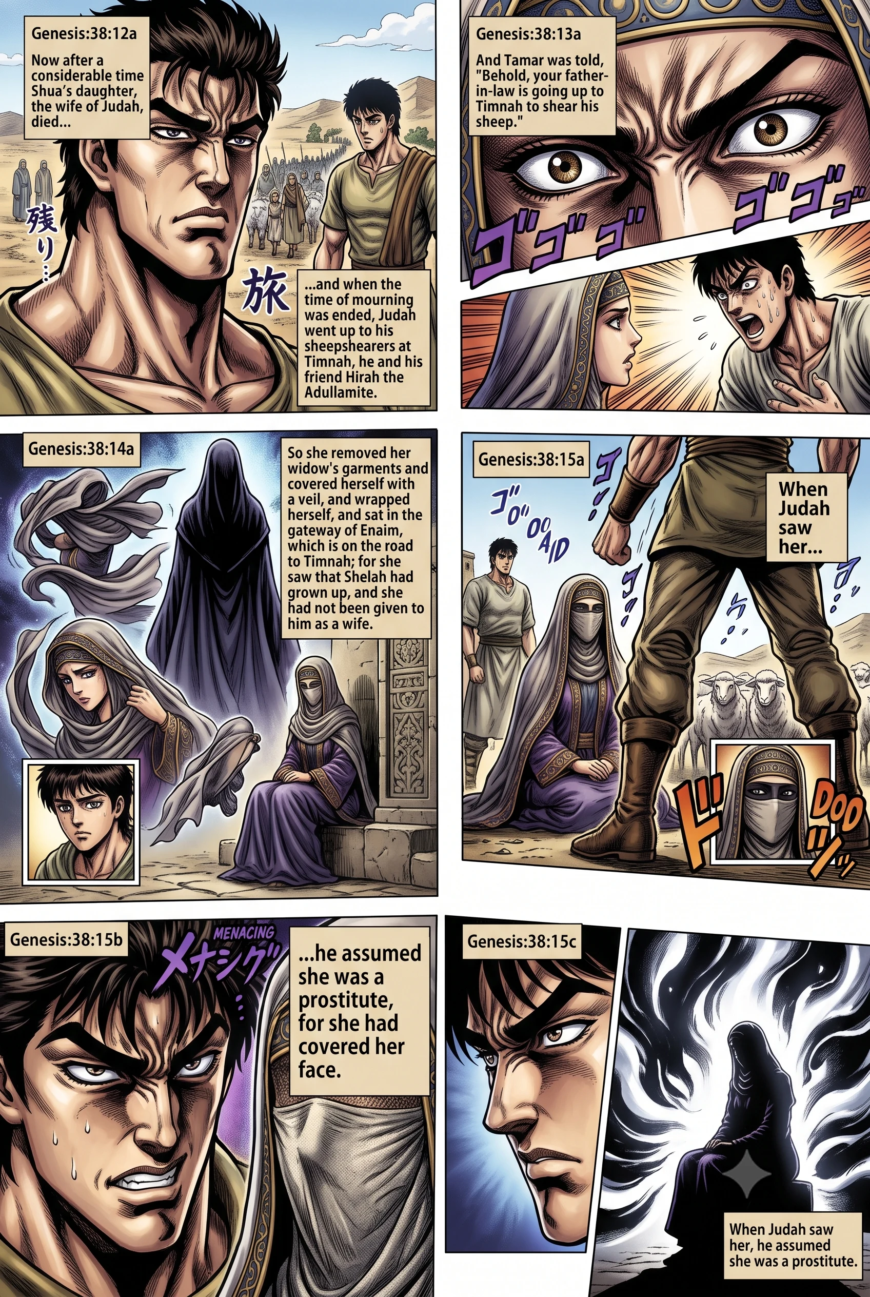 Genesis 38 illustration: Tamar's Disguise at Enaim