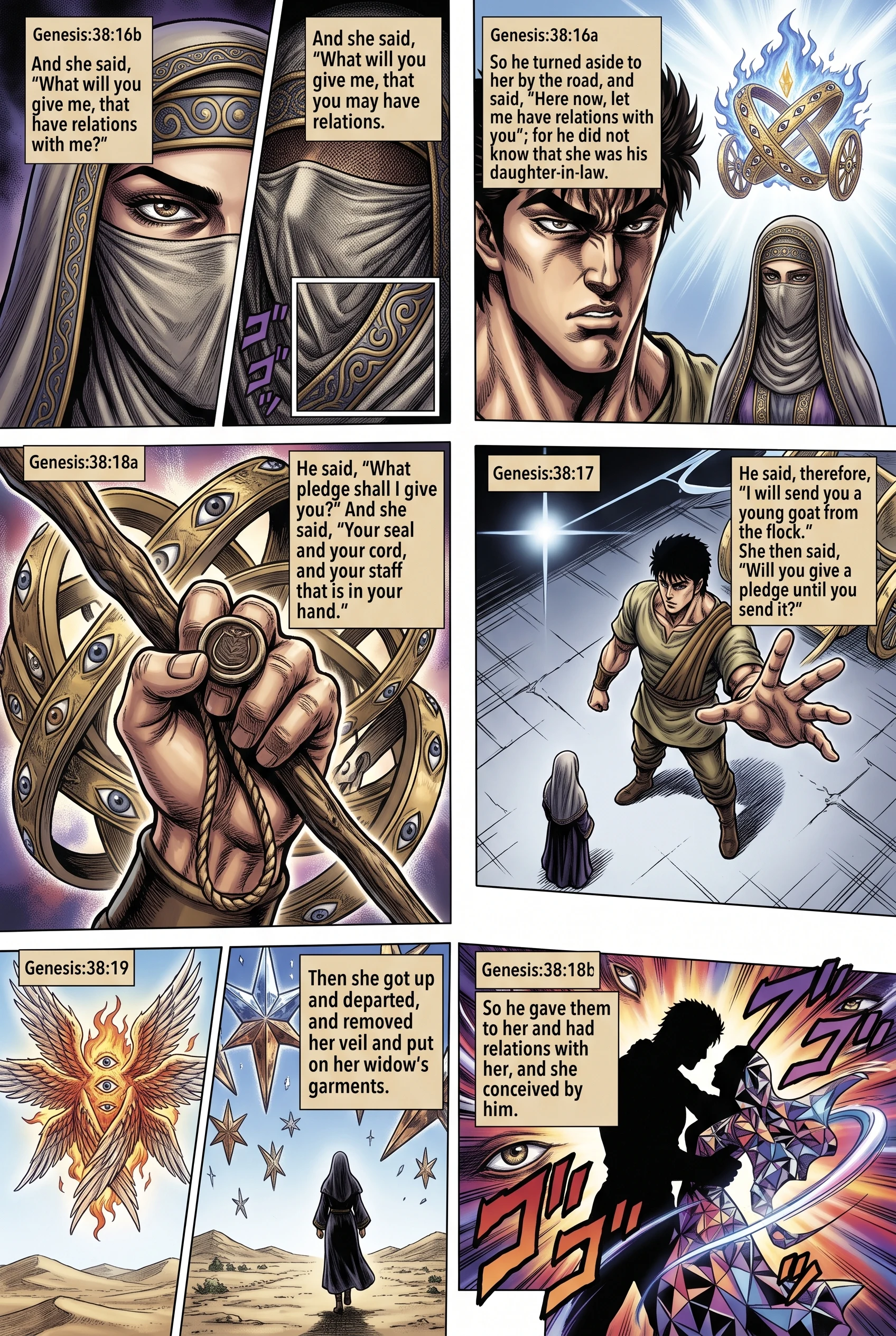 Genesis 38 illustration: Judah and Tamar's Encounter