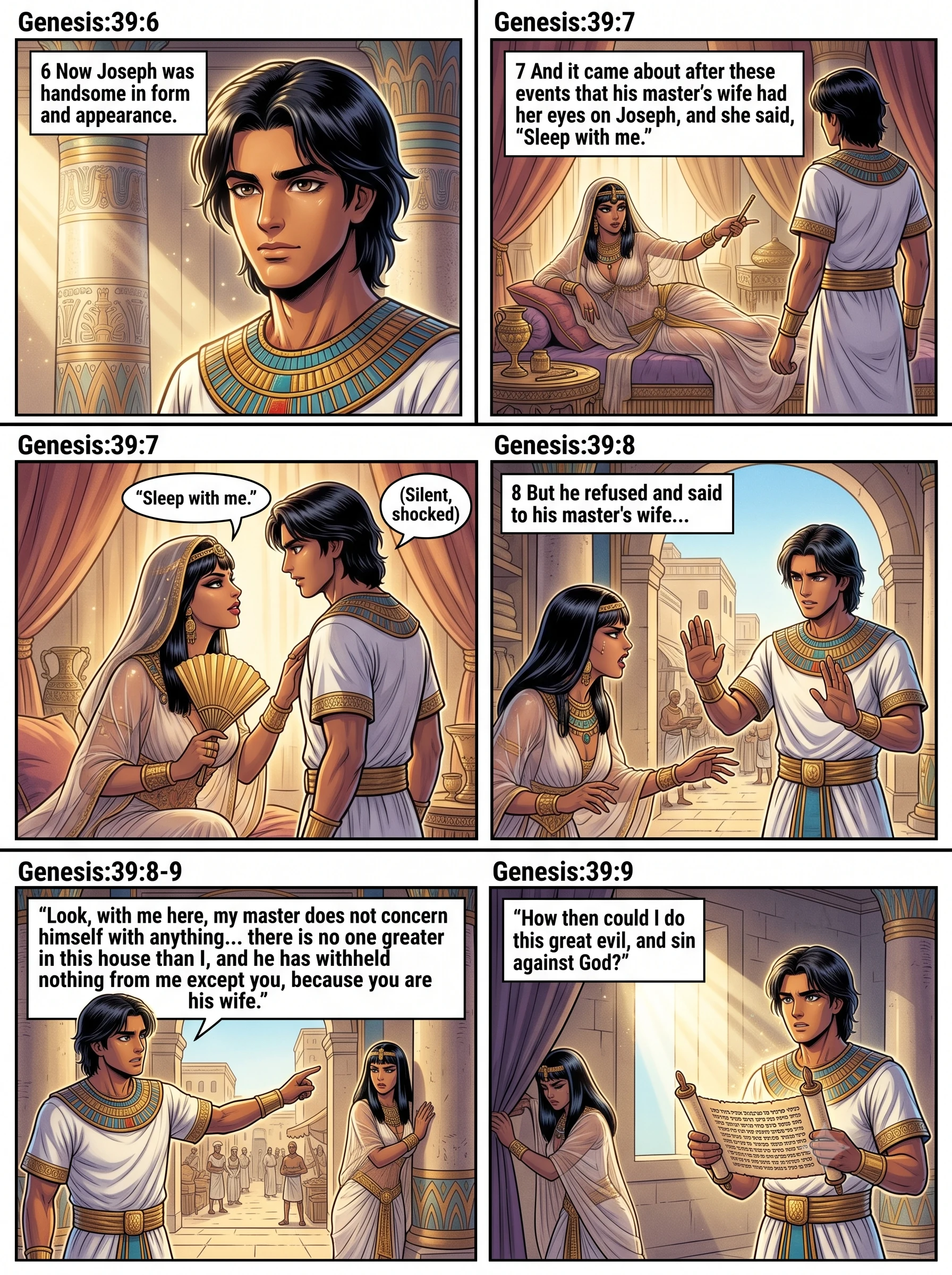 Genesis 39 illustration: Potiphar's Wife Tempts Joseph