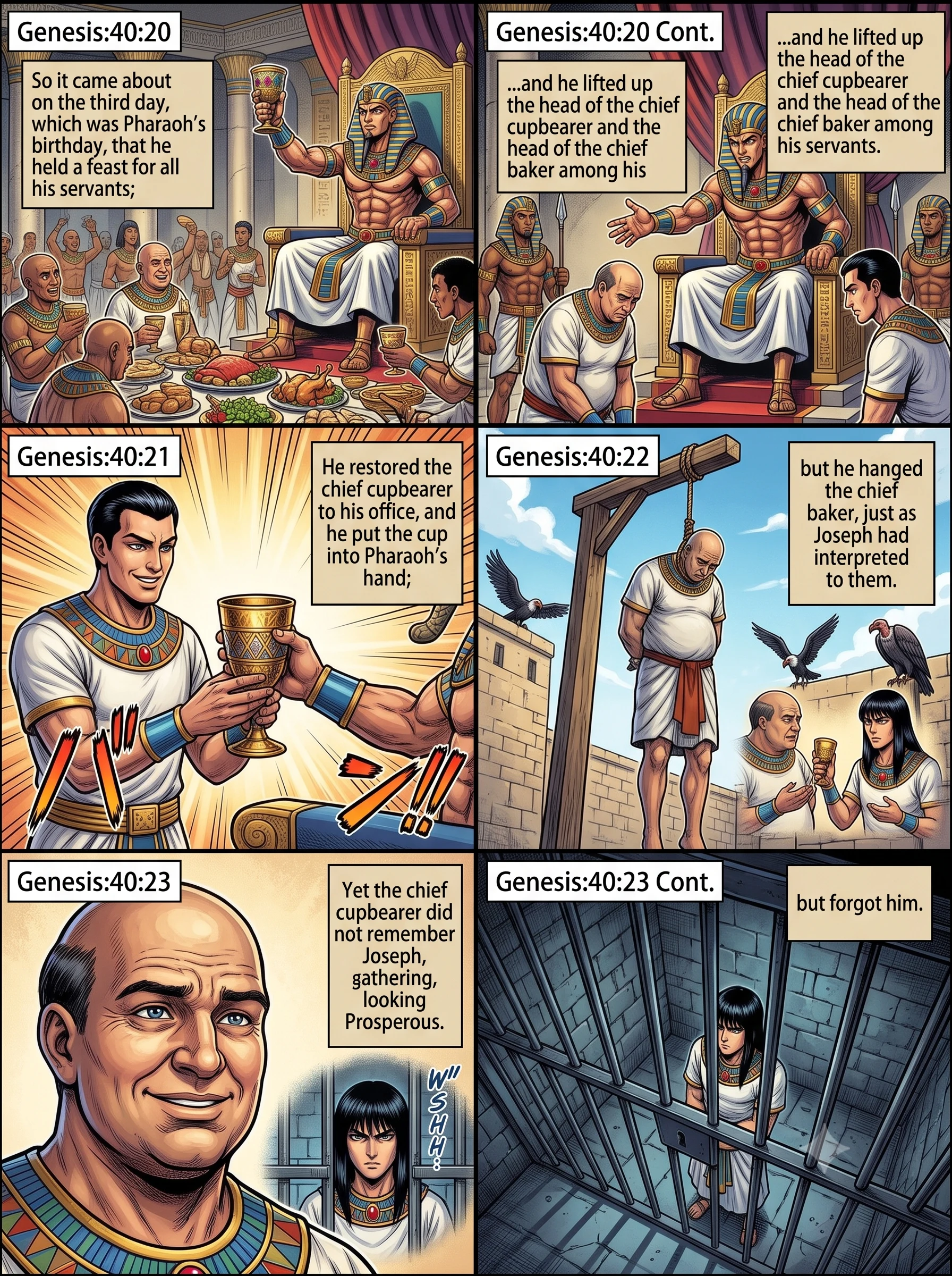 Genesis 40 illustration: Pharaoh's Birthday Feast
