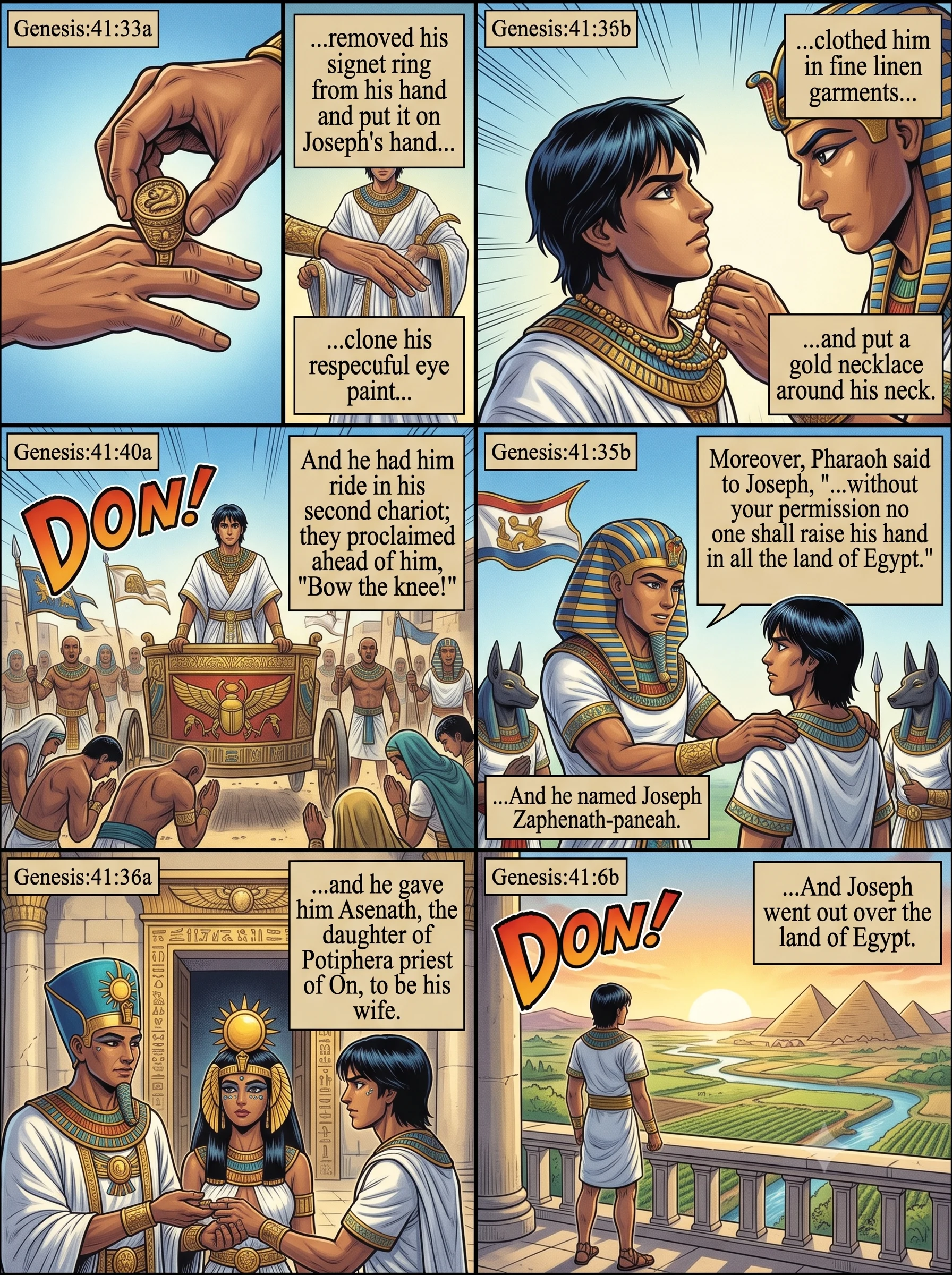Genesis 41 illustration: Joseph Receives Pharaoh's Signet and a Wife