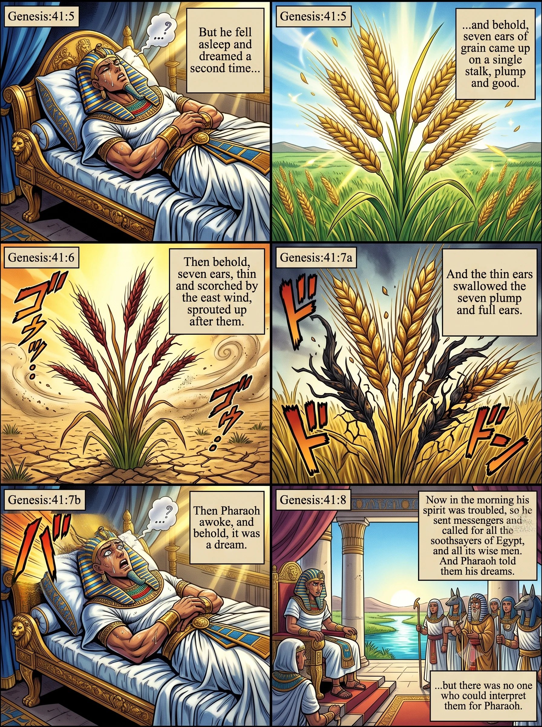 Genesis 41 illustration: Pharaoh's Dream of the Grain