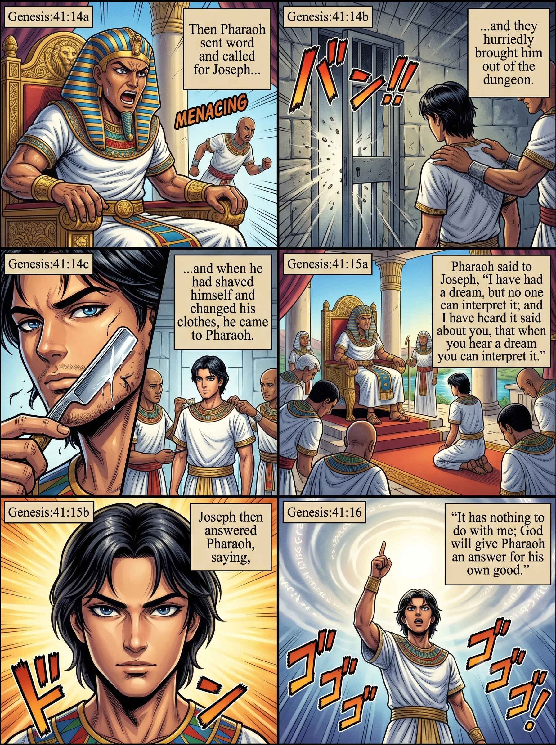 Genesis 41 illustration: Joseph Is Brought Before Pharaoh