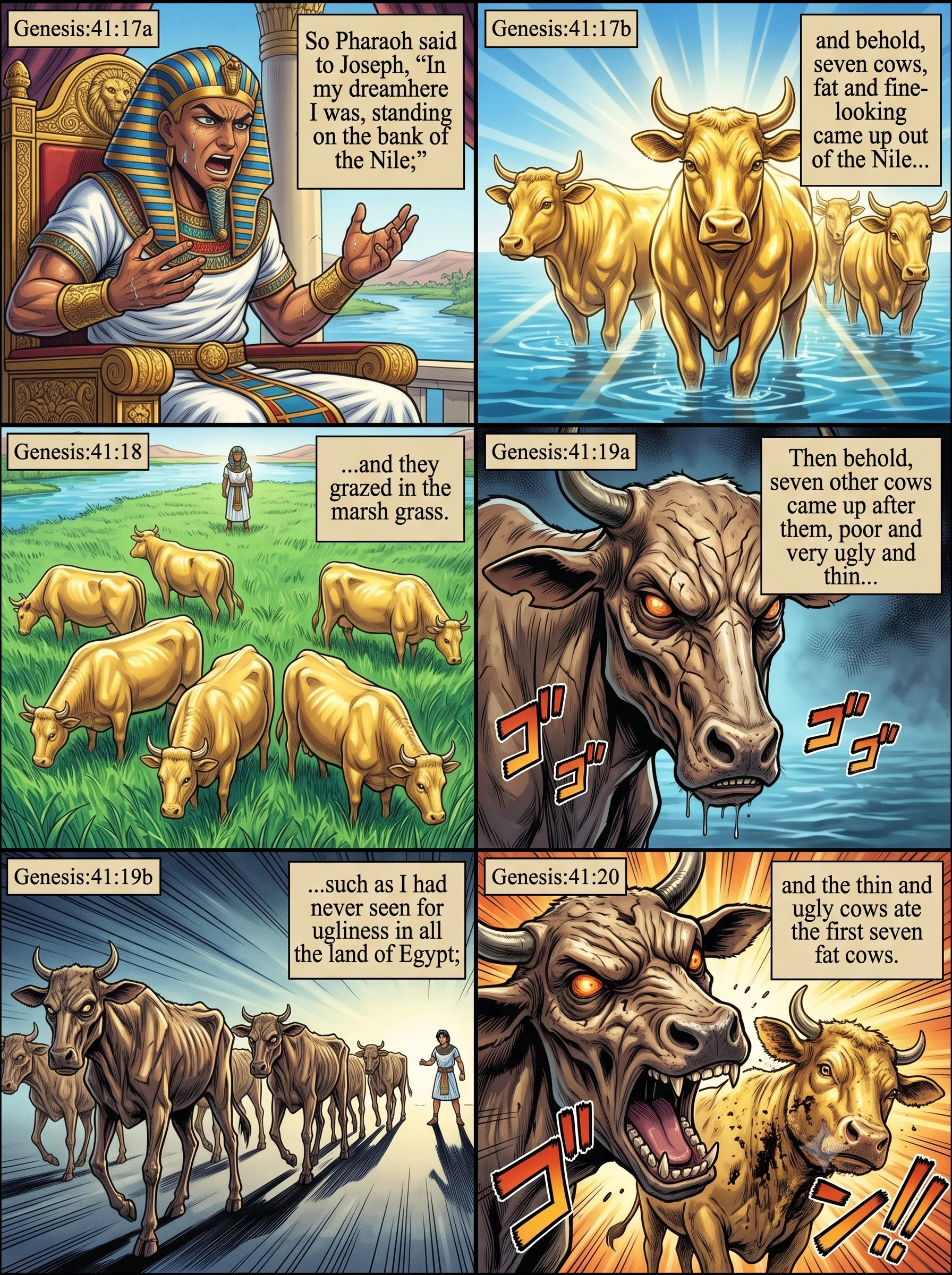 Genesis 41 illustration: Pharaoh Recounts the Cows
