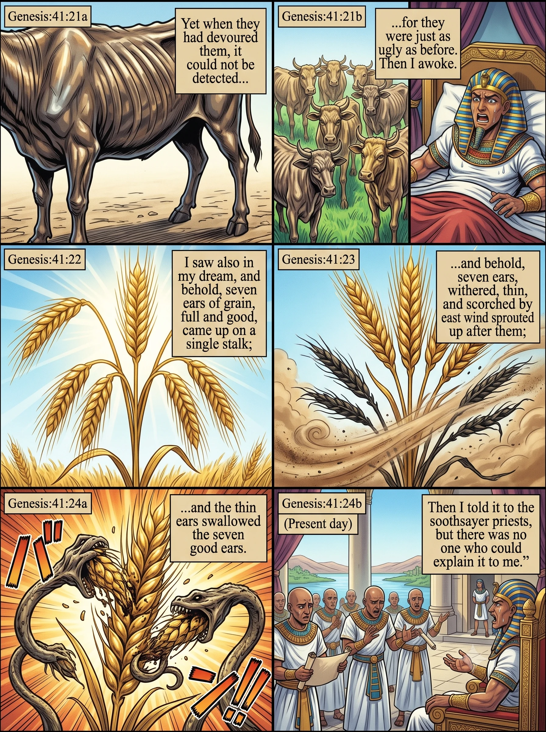 Genesis 41 illustration: Pharaoh Recounts the Grain